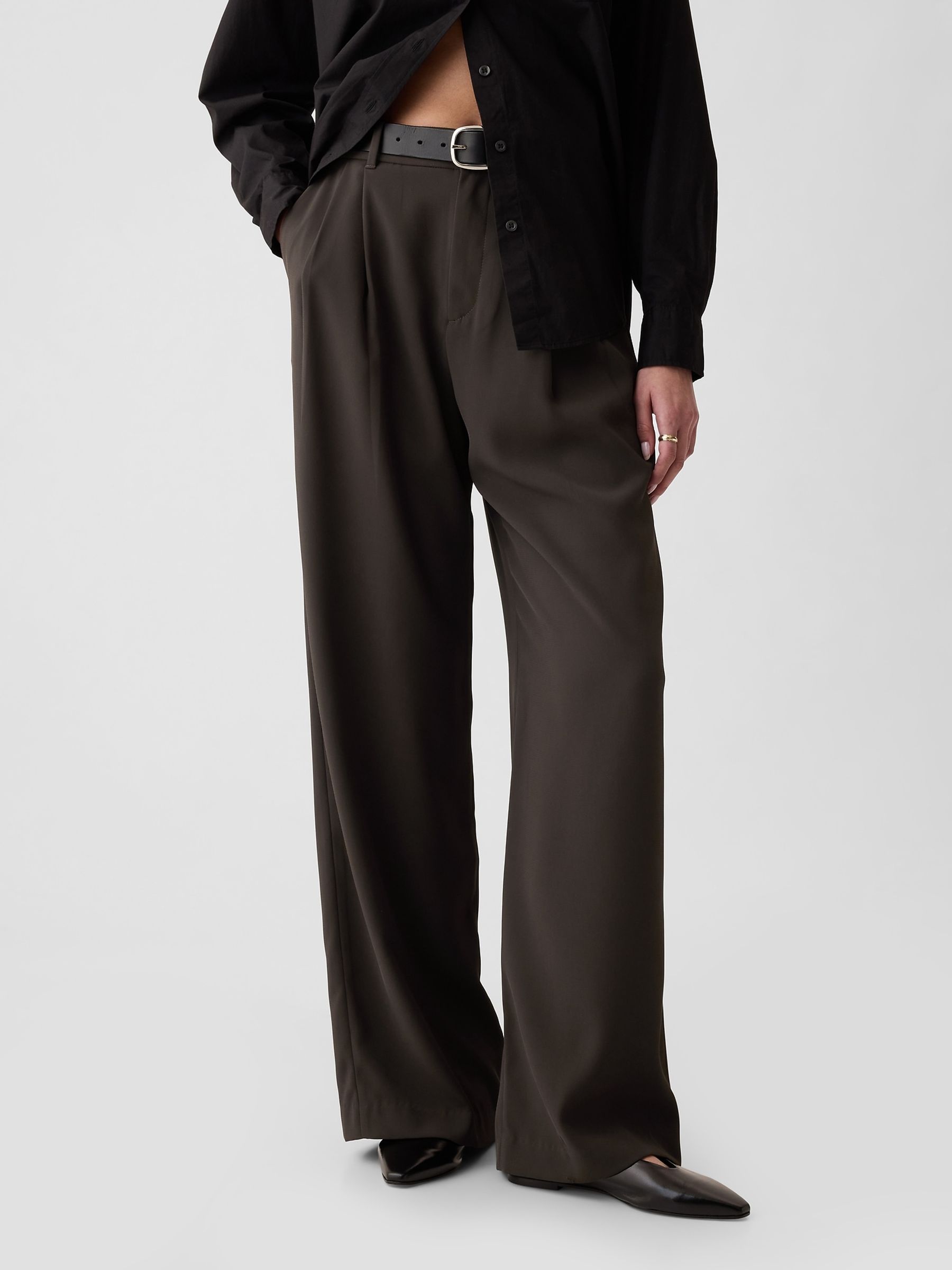 Brown 365 High Waisted Pleated Trousers - Image 2 of 5