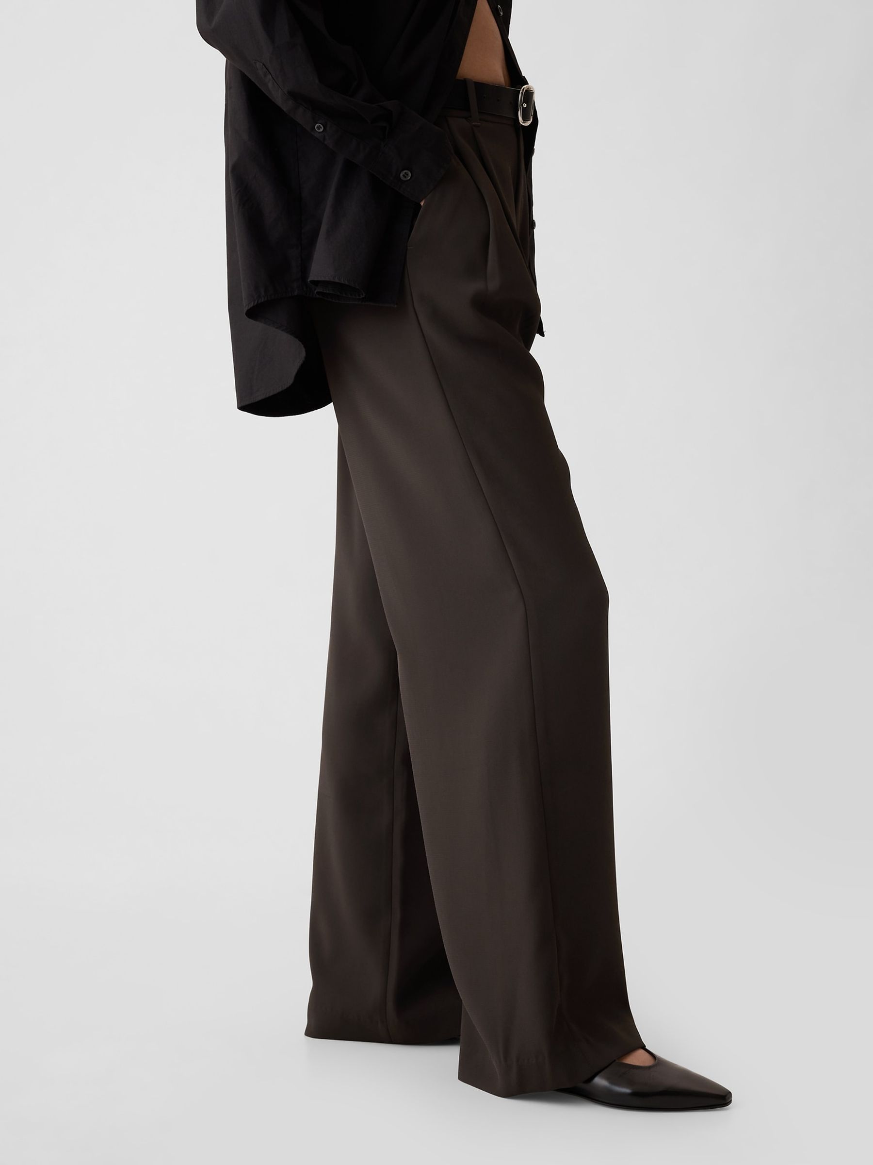 Brown 365 High Waisted Pleated Trousers - Image 4 of 5