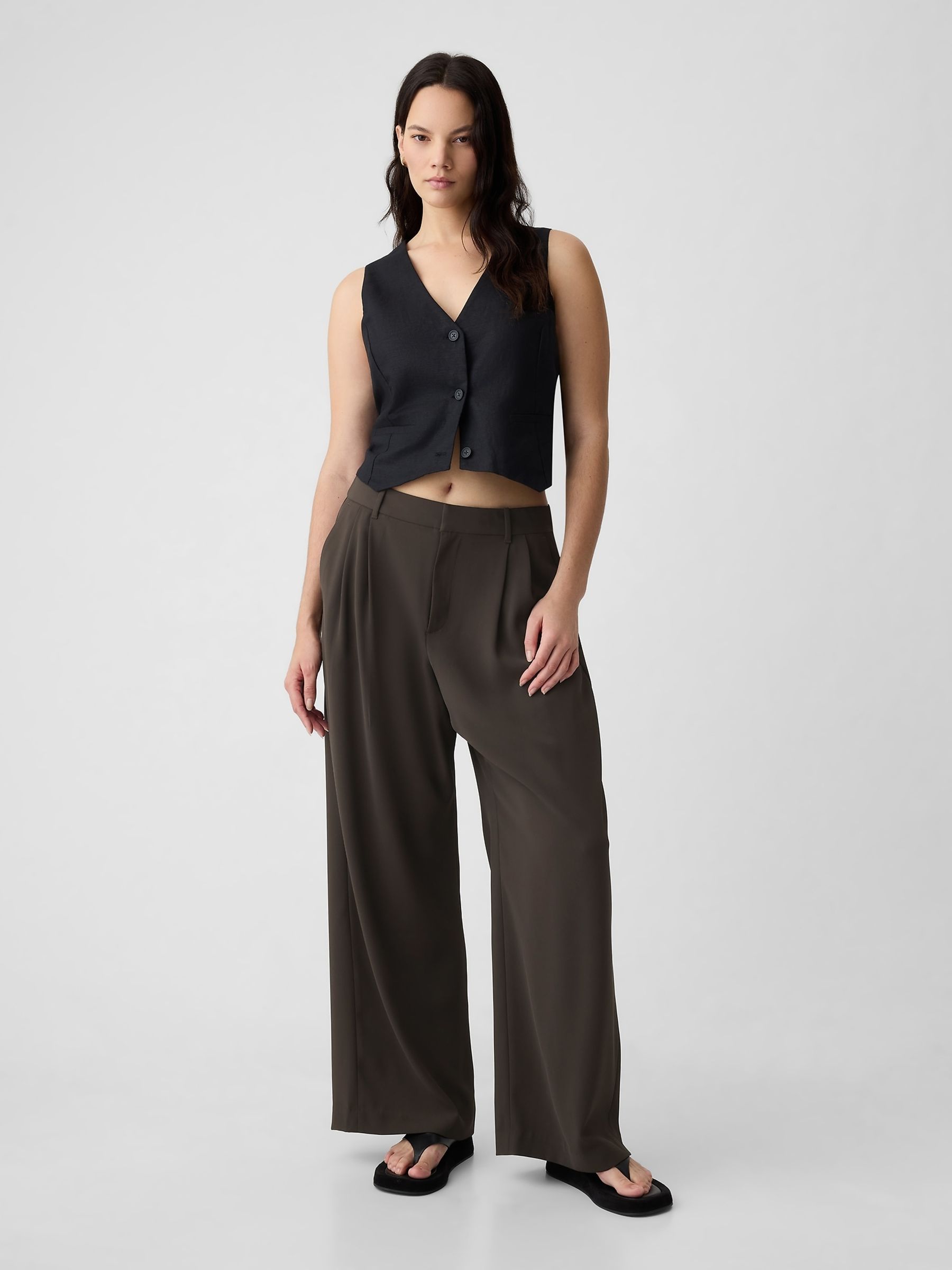 Brown 365 High Waisted Pleated Trousers - Image 5 of 5