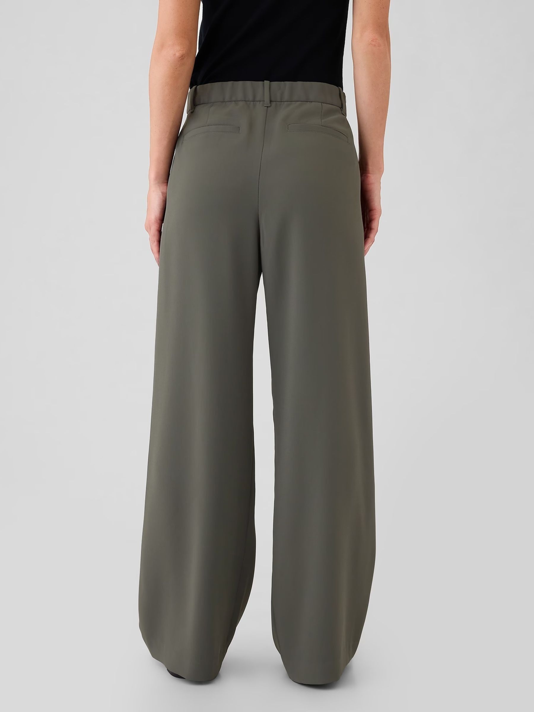 Dark Green 365 High Waisted Pleated Trousers - Image 2 of 5