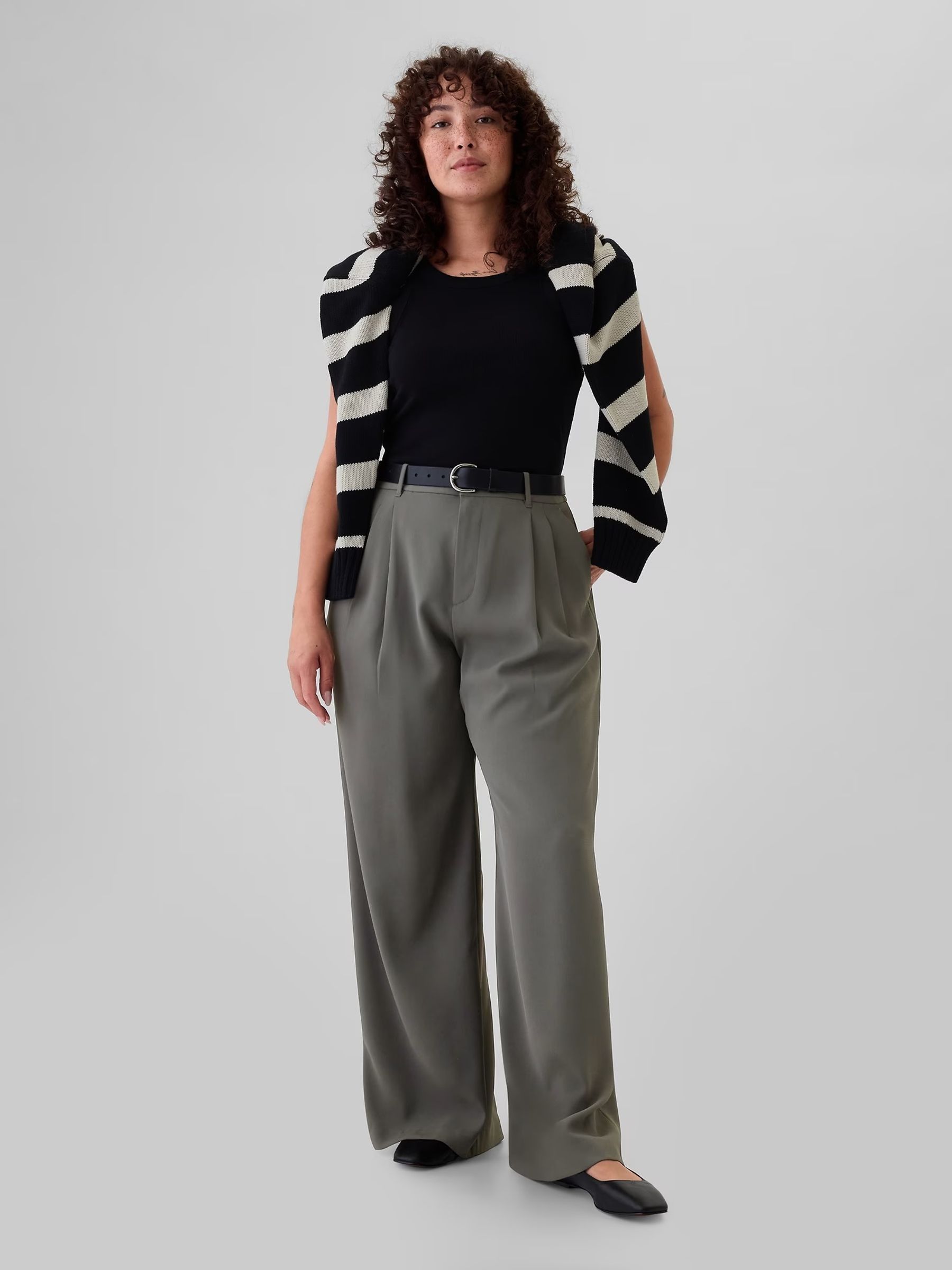 Dark Green 365 High Waisted Pleated Trousers - Image 5 of 5
