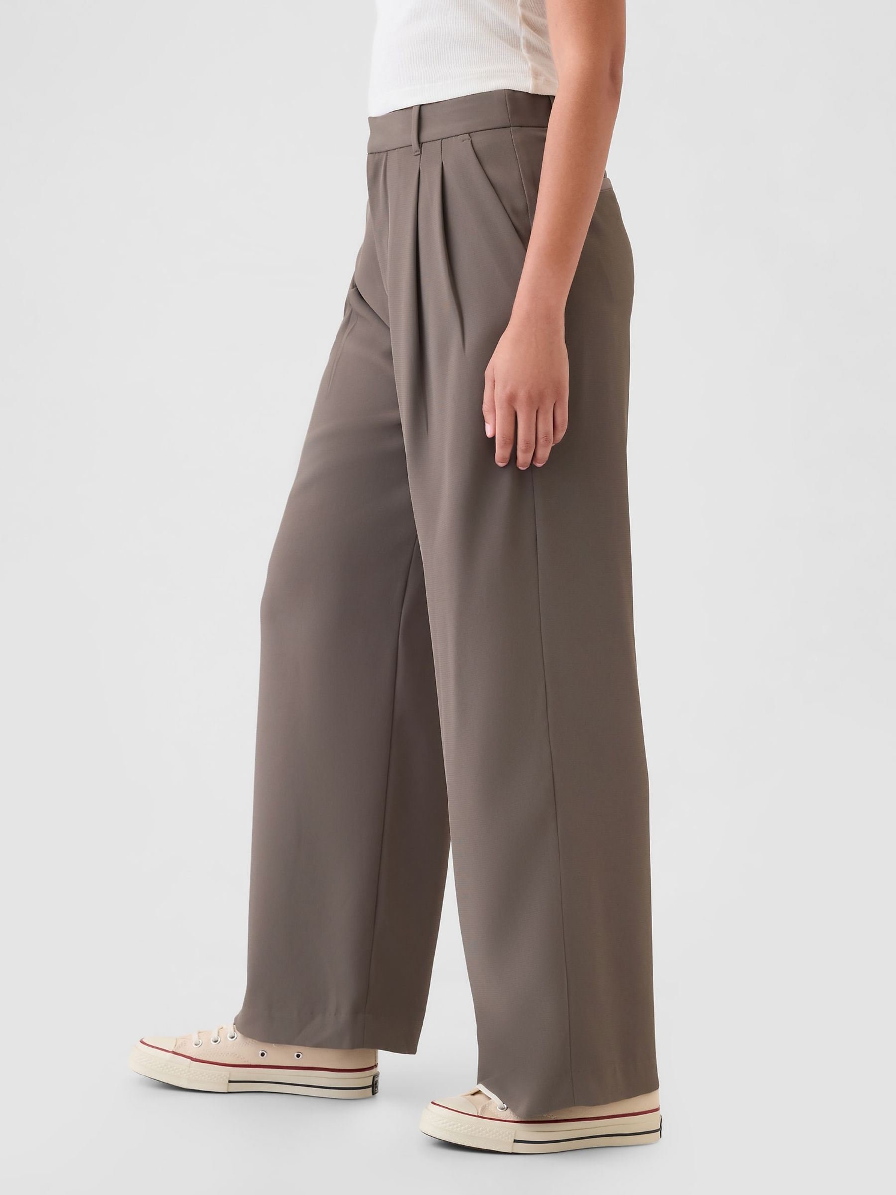 Brown 365 High Waisted Pleated Trousers - Image 3 of 6