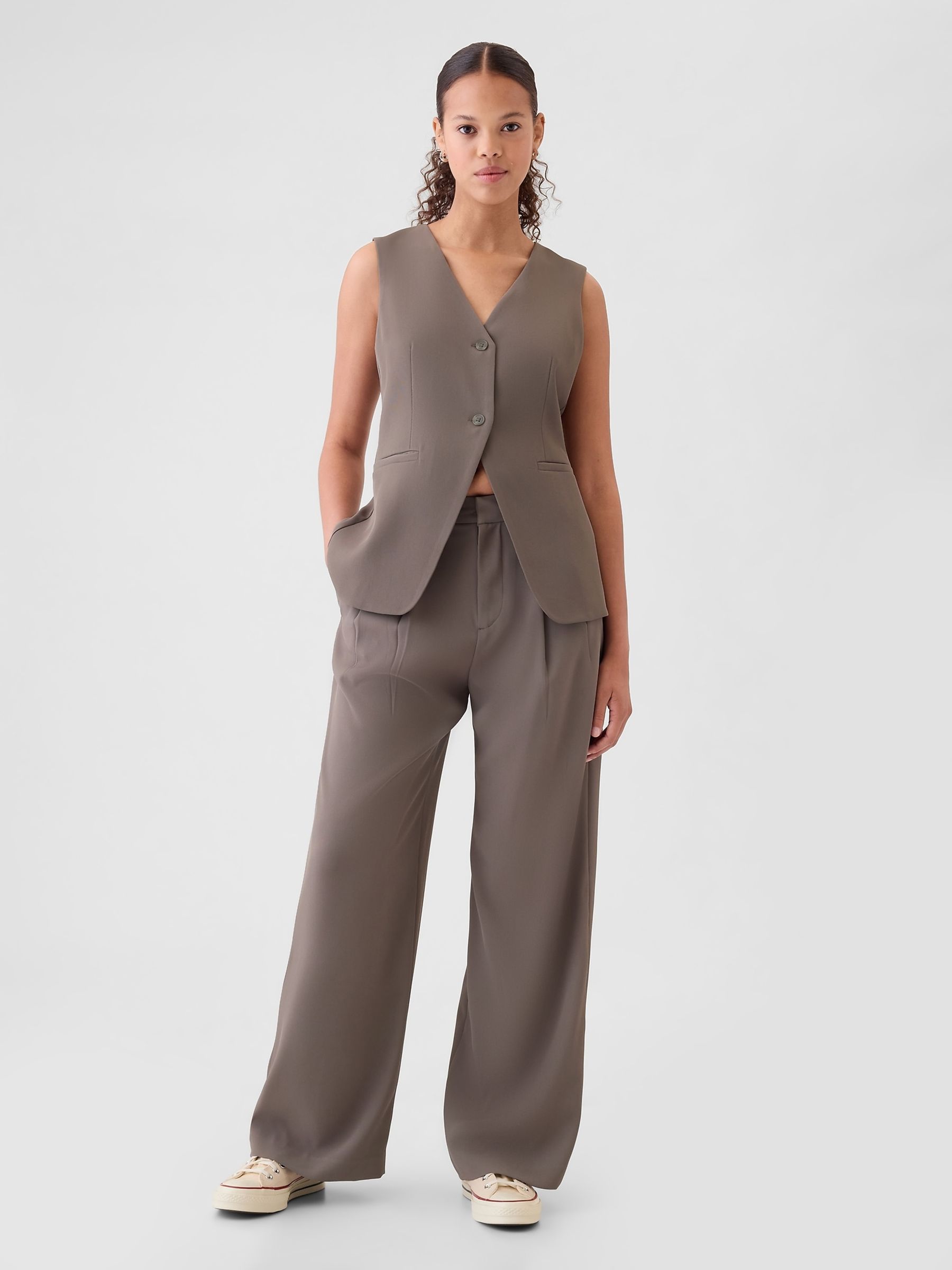 Brown 365 High Waisted Pleated Trousers - Image 4 of 6