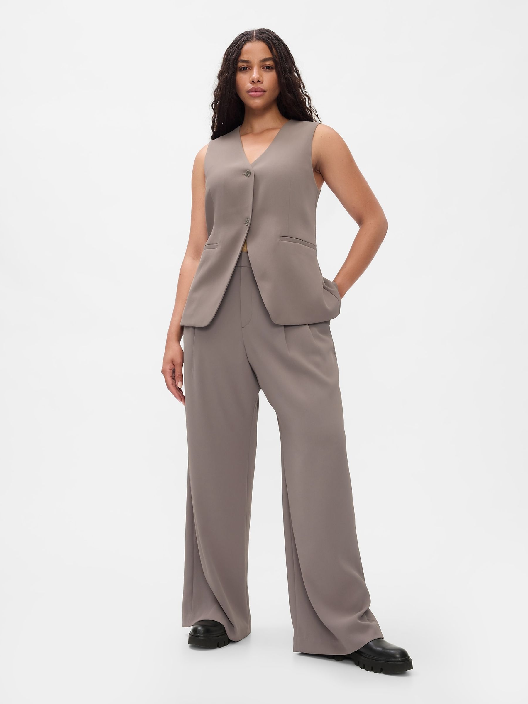 Brown 365 High Waisted Pleated Trousers - Image 5 of 6