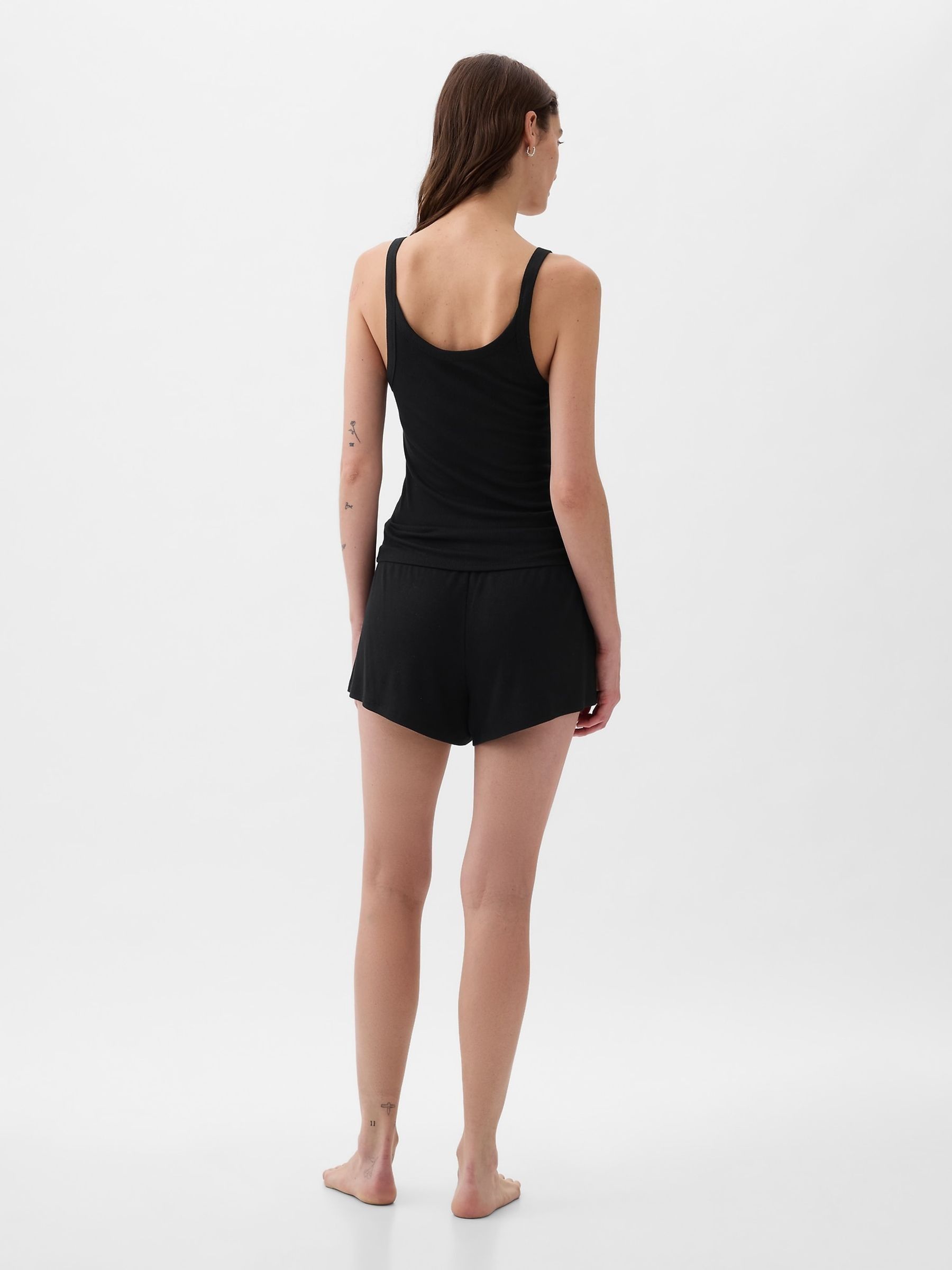 Black Mini Ribbed Scoop Neck Pyjama Vest Top - Image 2 of 3