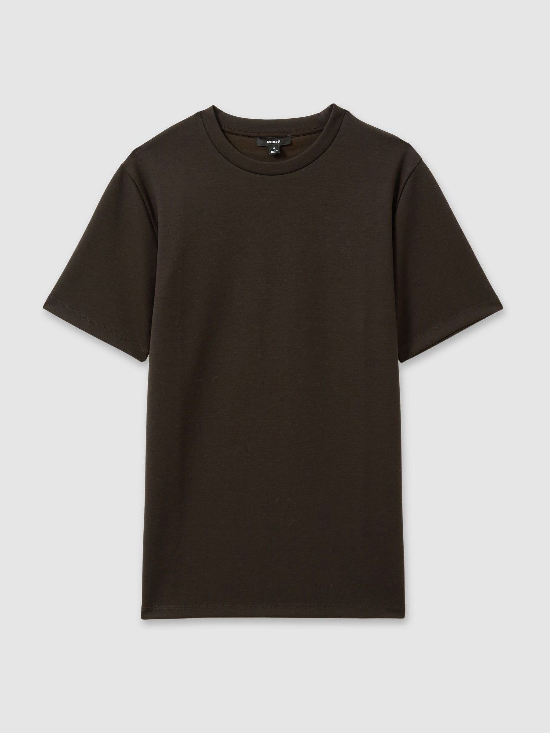 Interlock-Jersey Crew-Neck T-Shirt in Chocolate Brown - Image 3 of 6