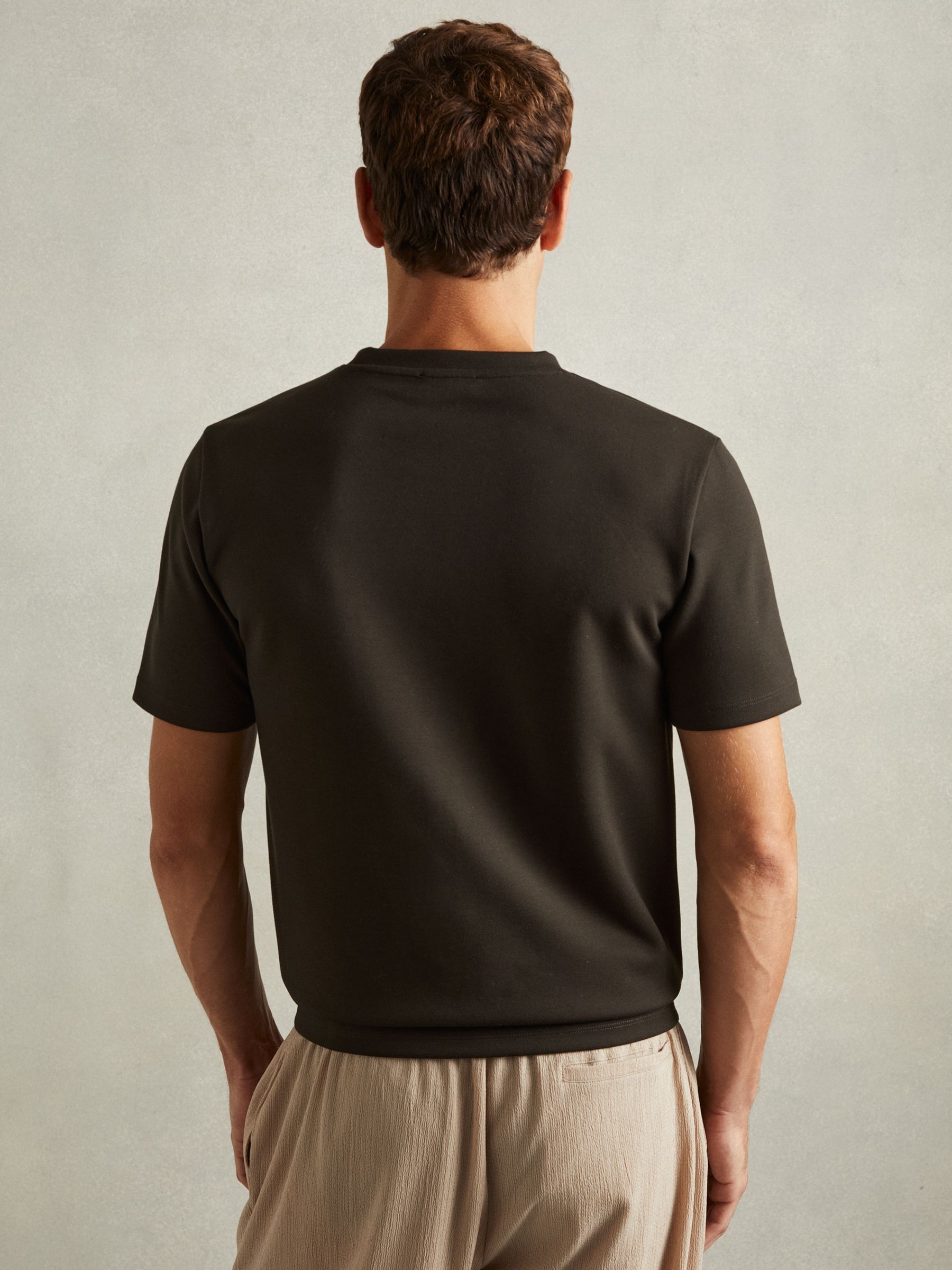 Interlock-Jersey Crew-Neck T-Shirt in Chocolate Brown - Image 6 of 6