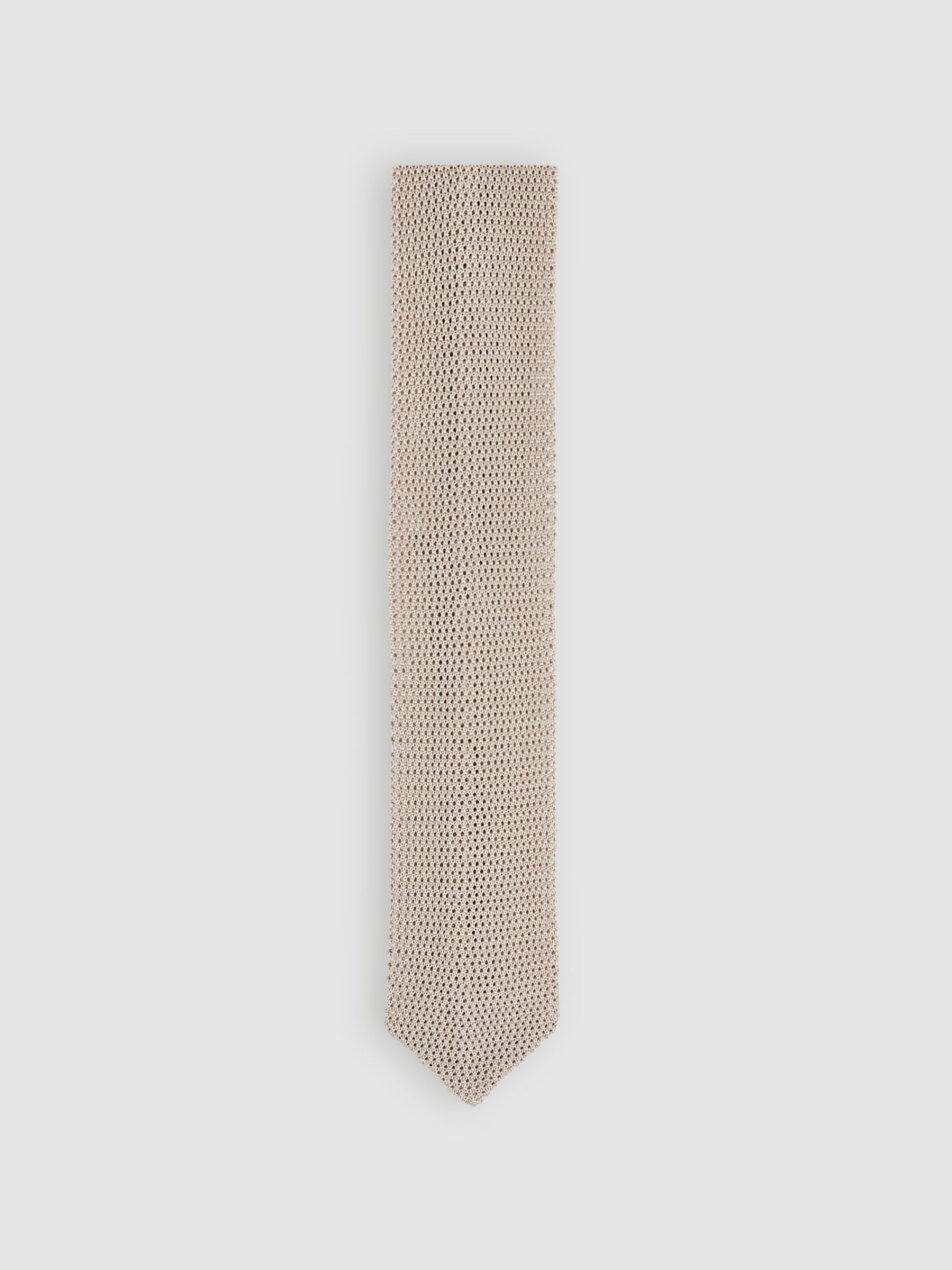 Silk Knitted Tie in Champagne - Image 1 of 5