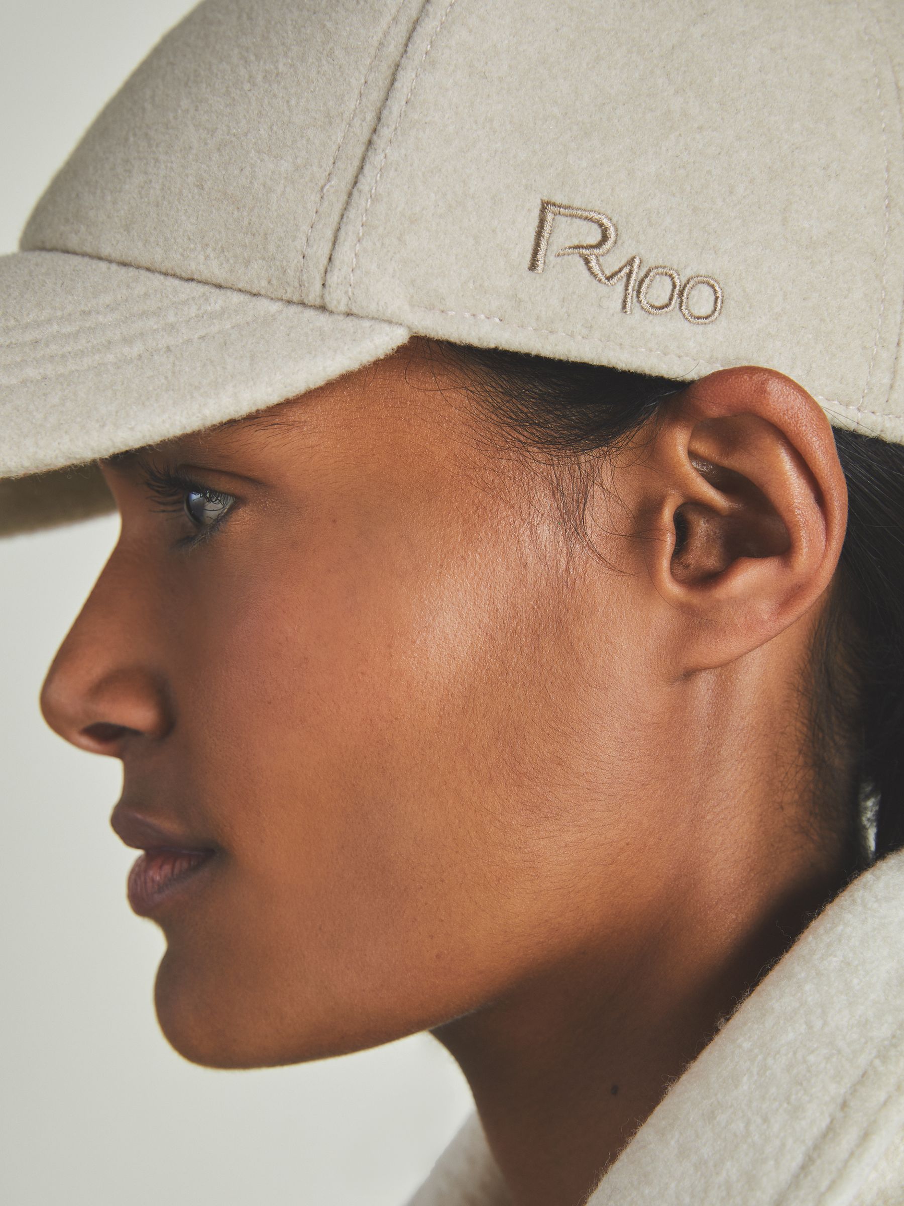 Reiss | Les 100 Ciels Felted-Tweed Baseball Cap in Cream - Image 5 of 5