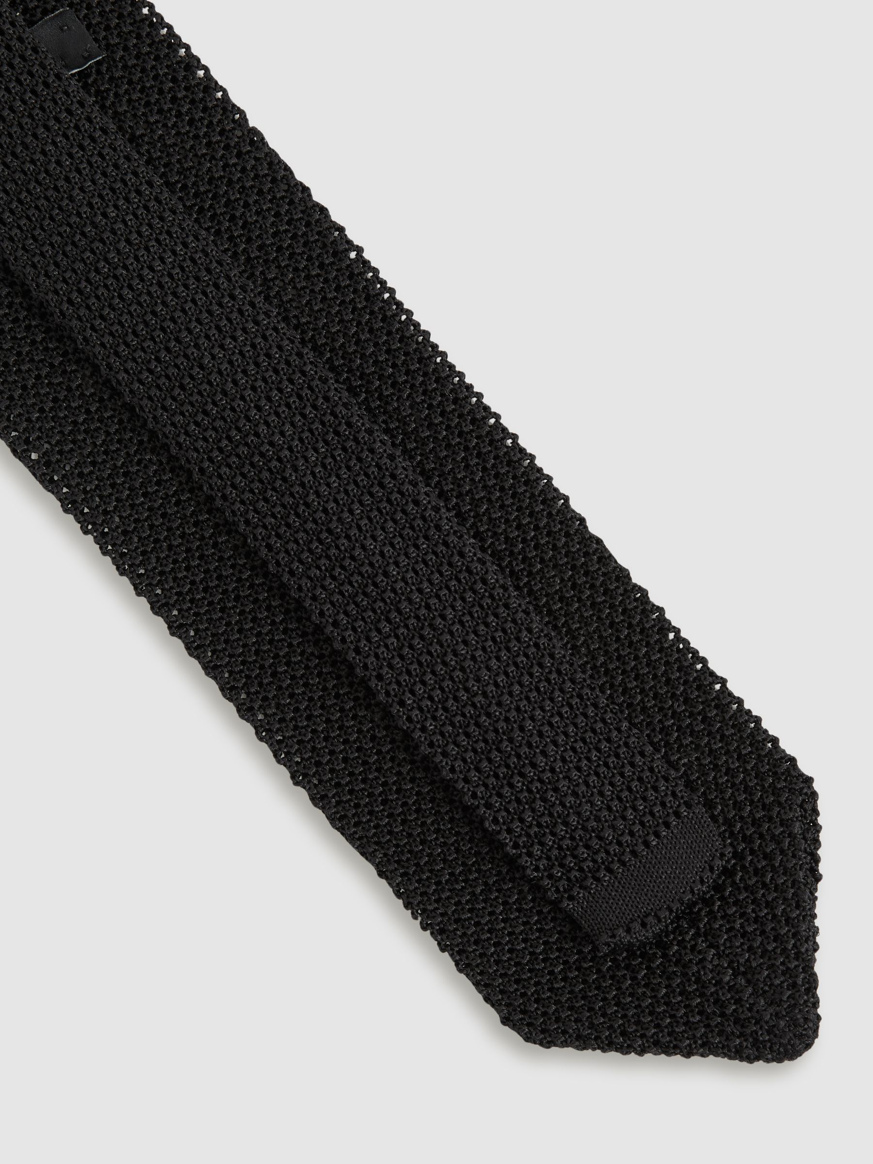 Silk Knitted Pin-Dot Tie in Black - Image 4 of 5