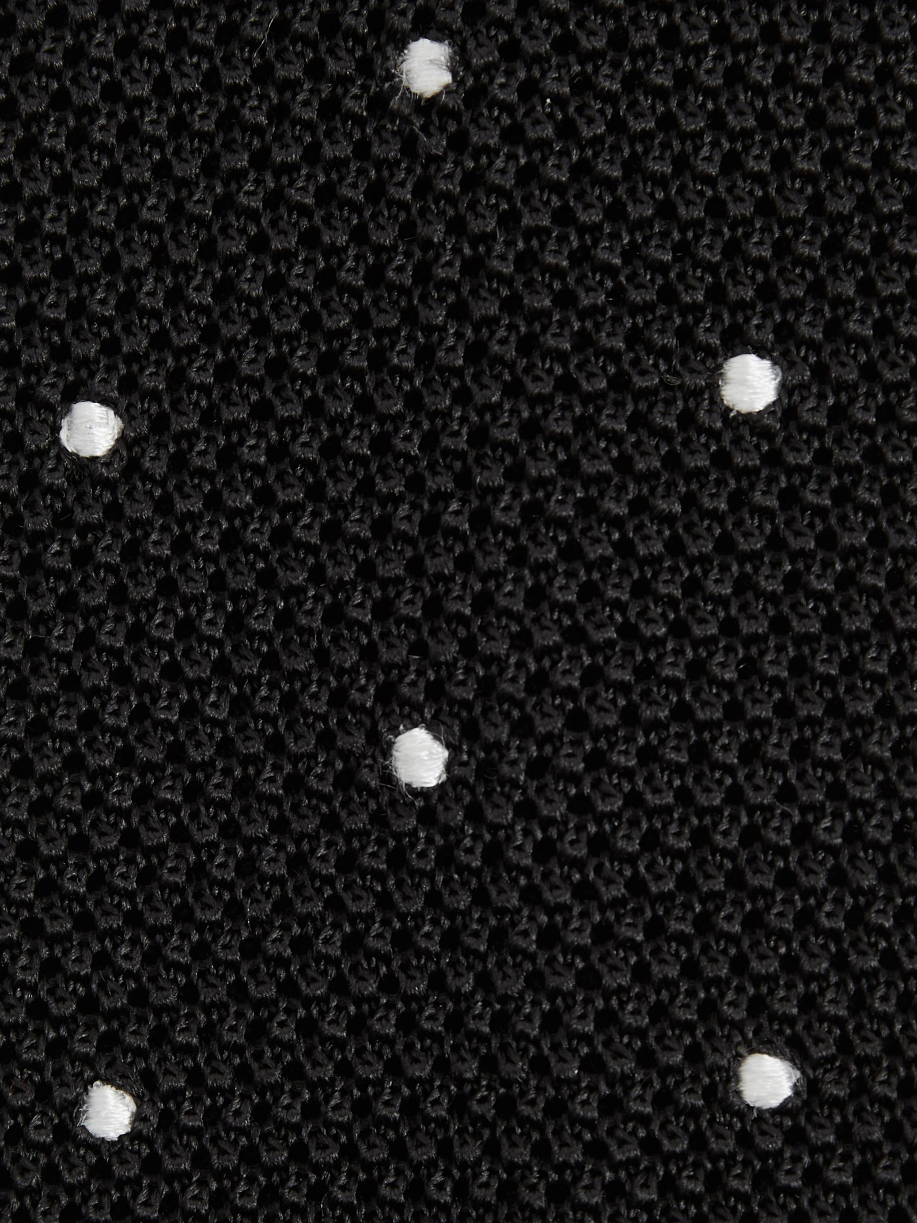 Silk Knitted Pin-Dot Tie in Black - Image 5 of 5