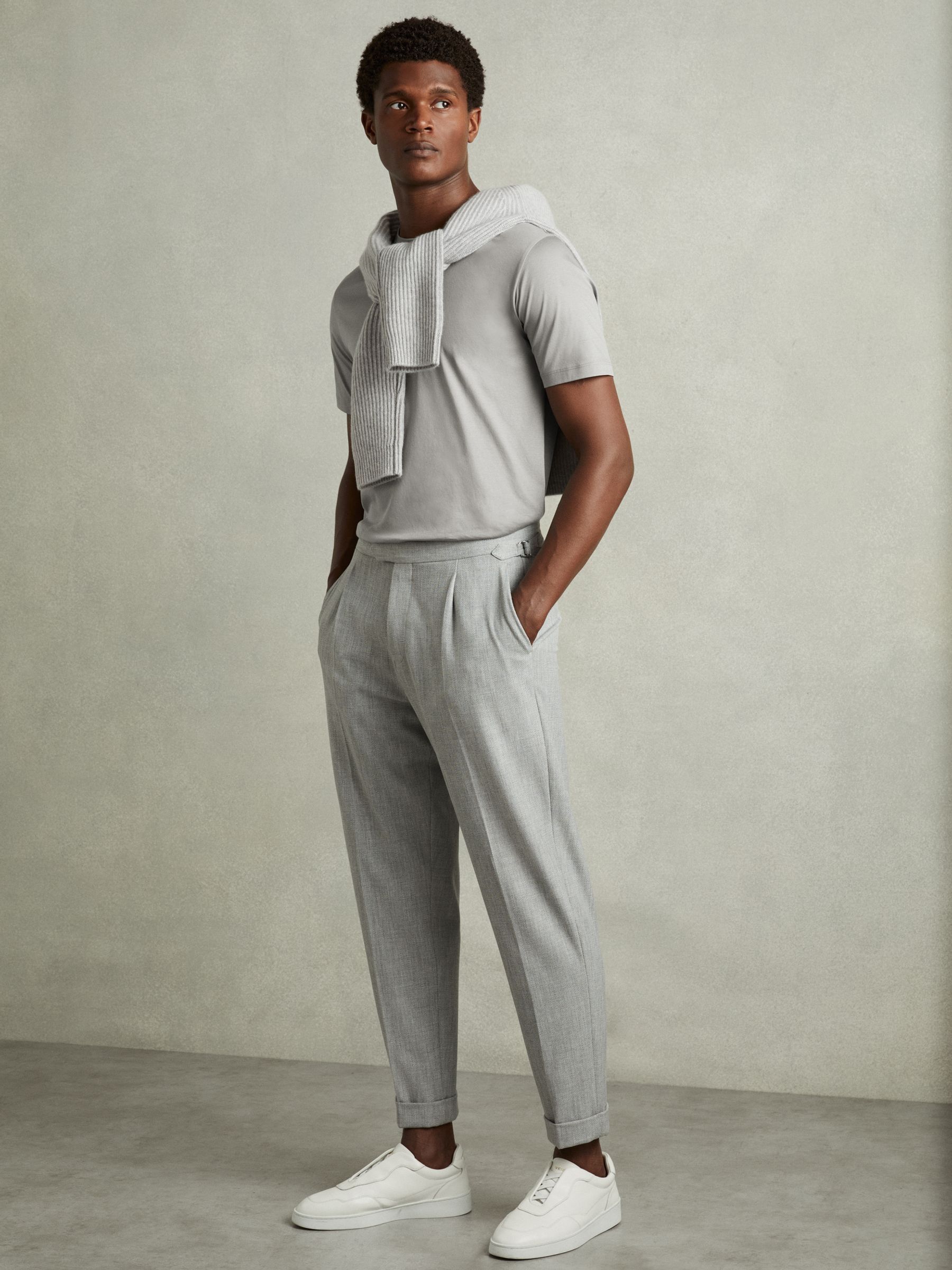 Cotton Crew Neck T-Shirt in Grey - Image 3 of 6