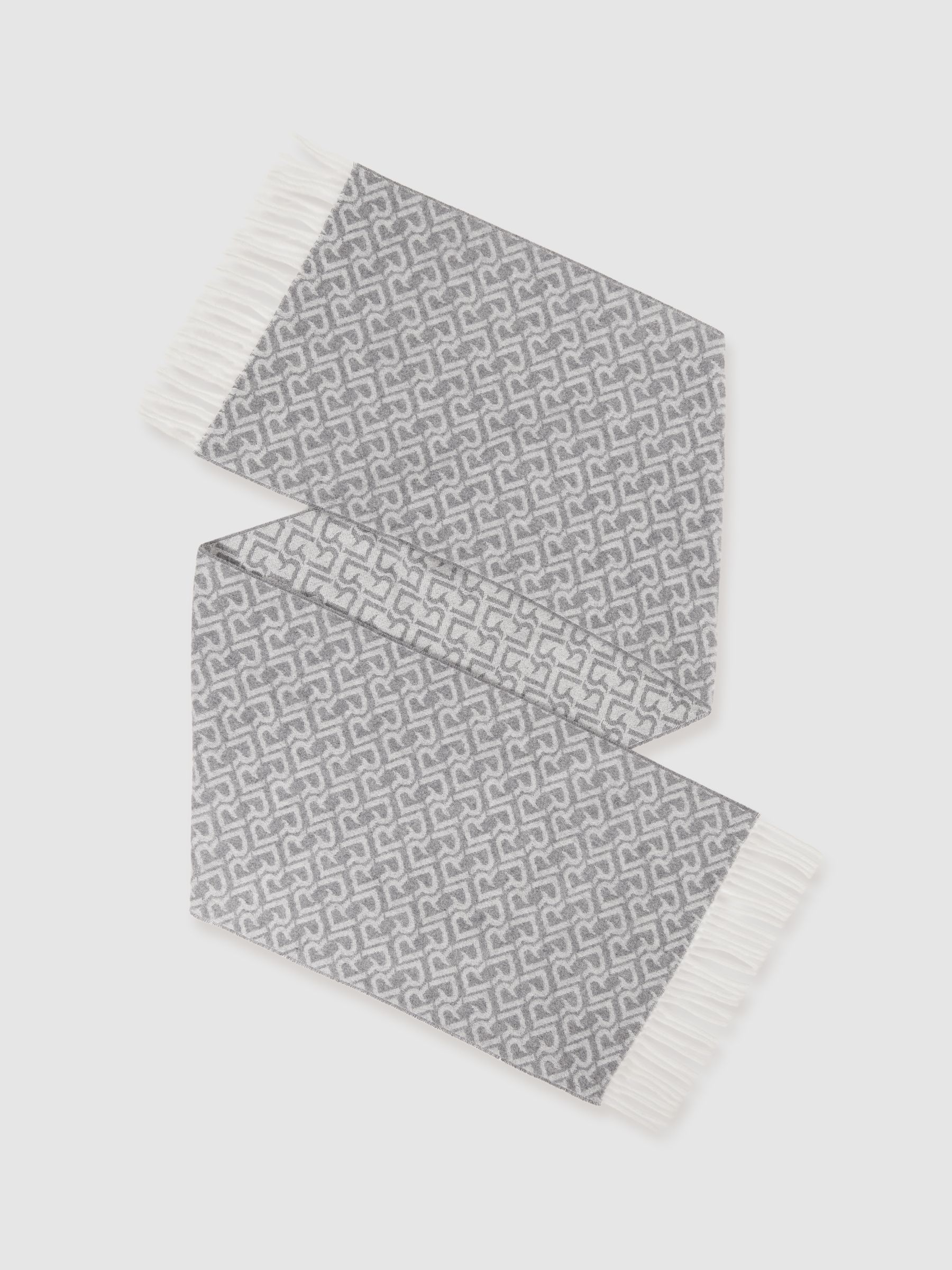 Logo-Jacquard Scarf With Wool in Charcoal / Off White - Image 1 of 5