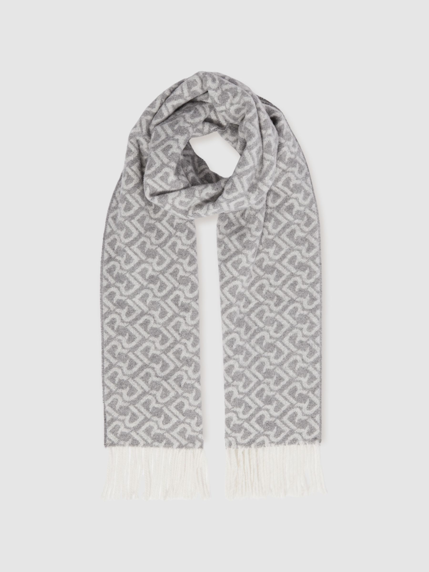 Logo-Jacquard Scarf With Wool in Charcoal / Off White - Image 3 of 5