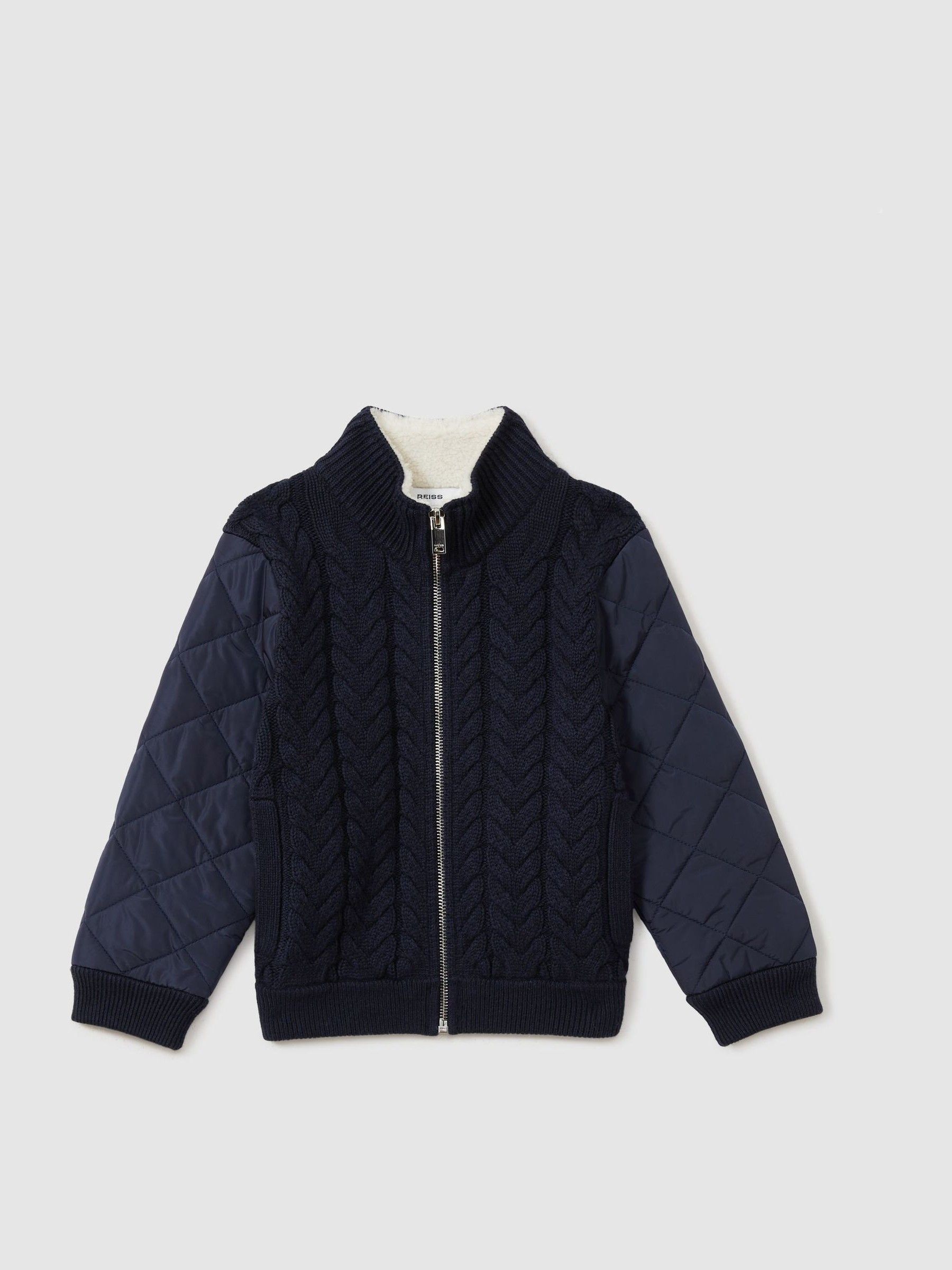 9-13 yrs Hybrid Quilt-Knit Jacket in Navy - Image 2 of 4