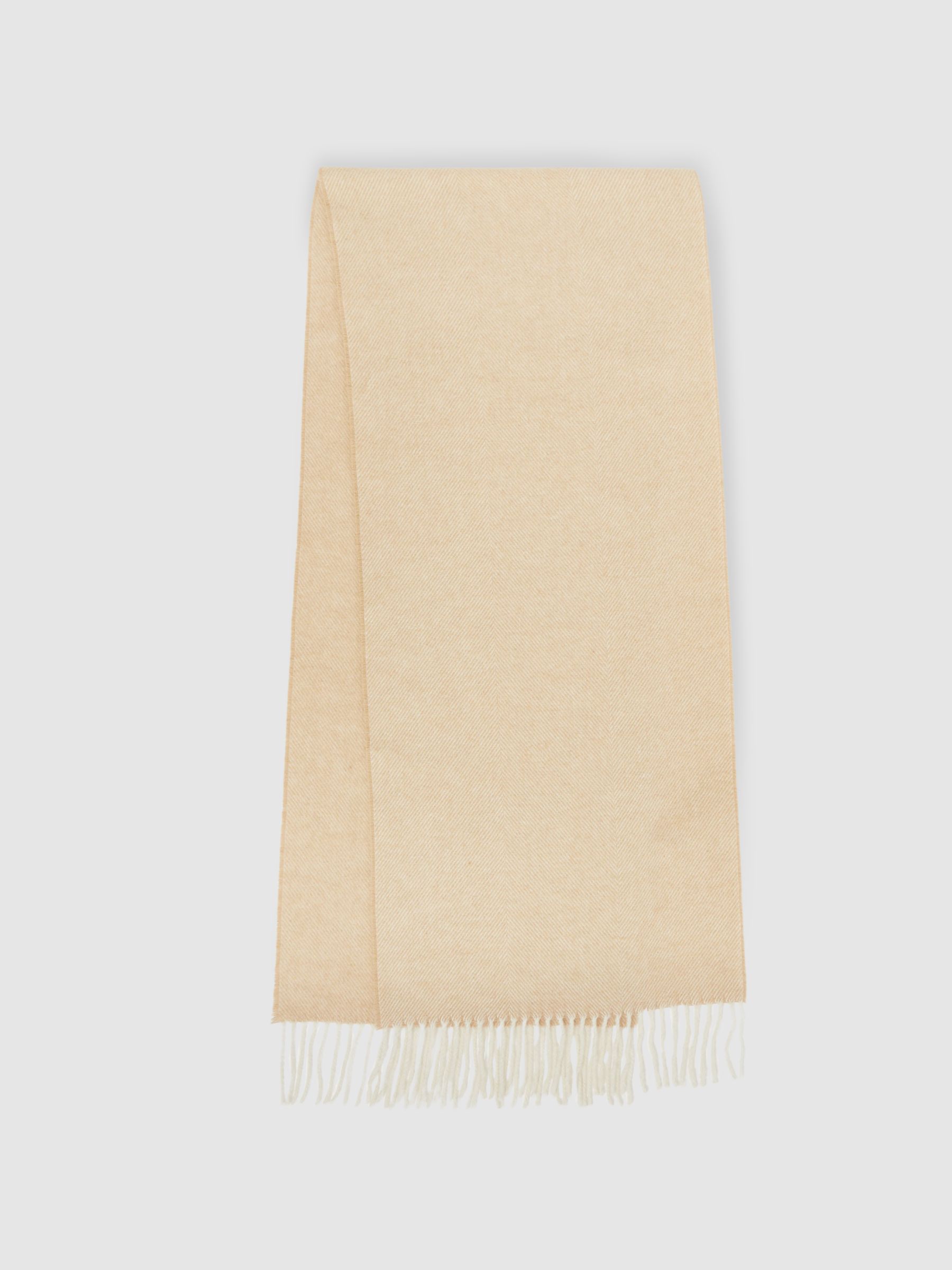 Wool-Blend Herringbone Scarf in Oatmeal/White - Image 1 of 4
