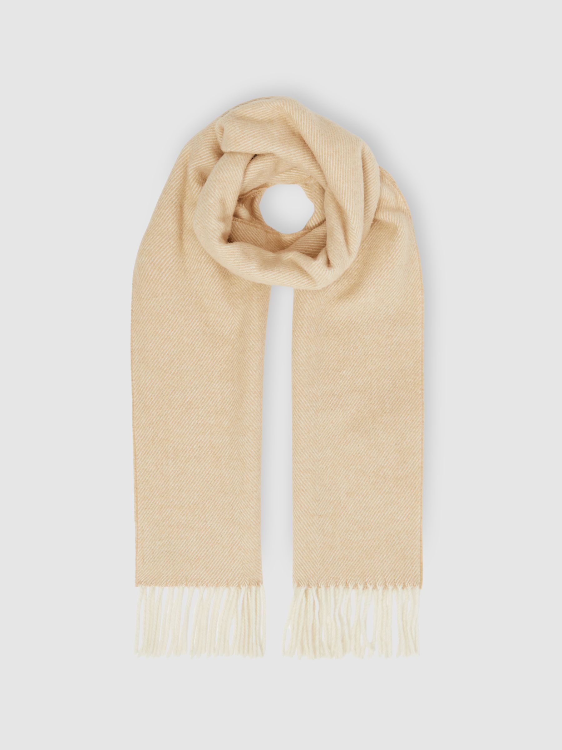 Wool-Blend Herringbone Scarf in Oatmeal/White - Image 3 of 4