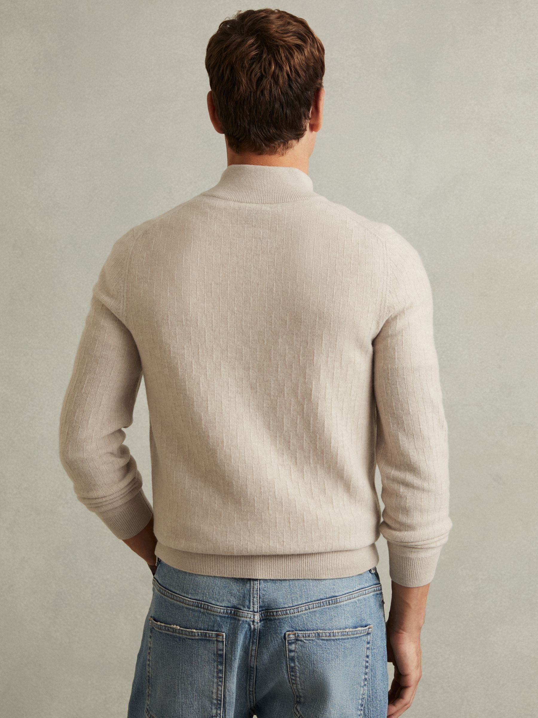 Wool Zip-Neck Jumper in Oatmeal - Image 5 of 6