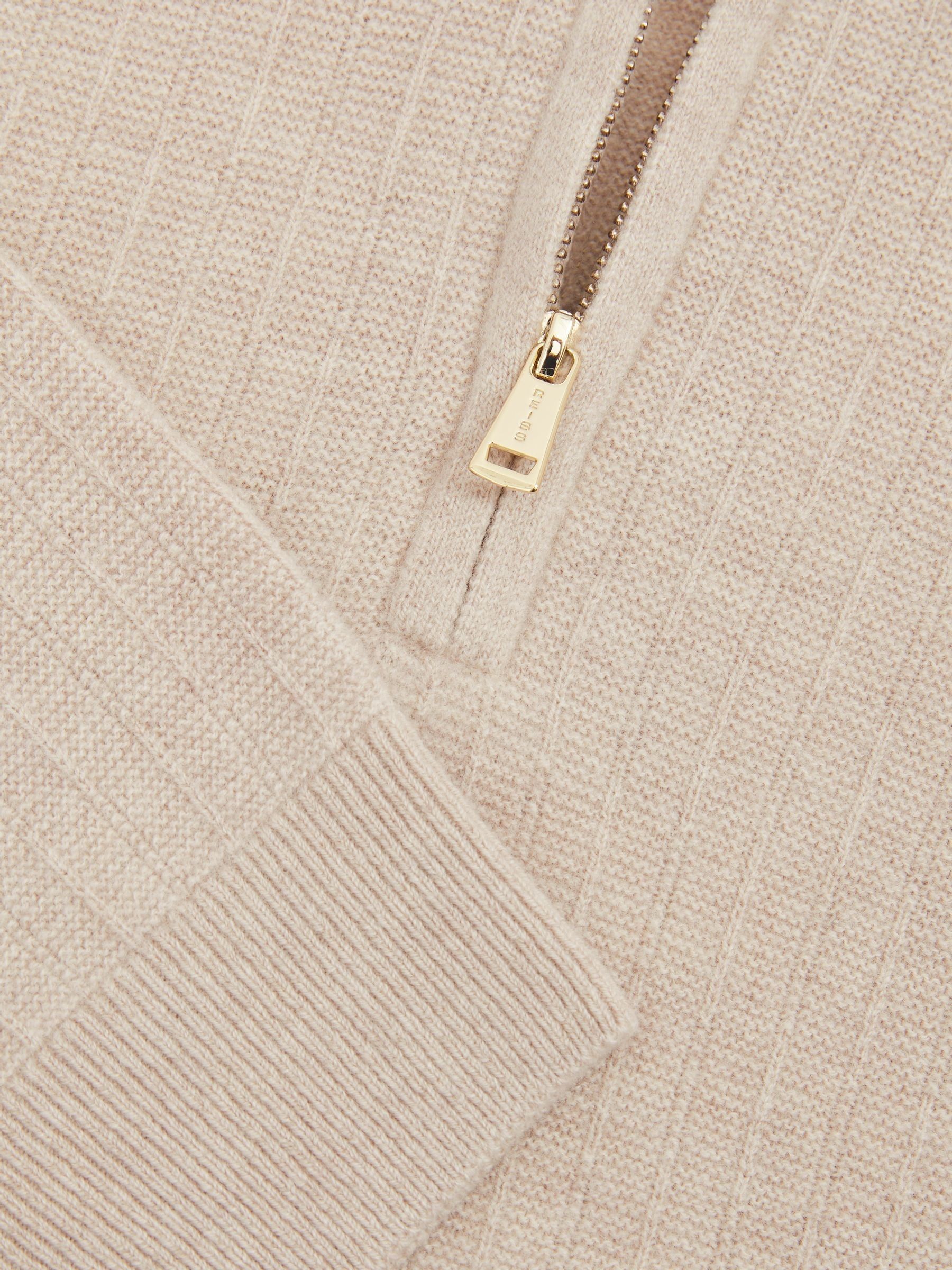 Wool Zip-Neck Jumper in Oatmeal - Image 6 of 6