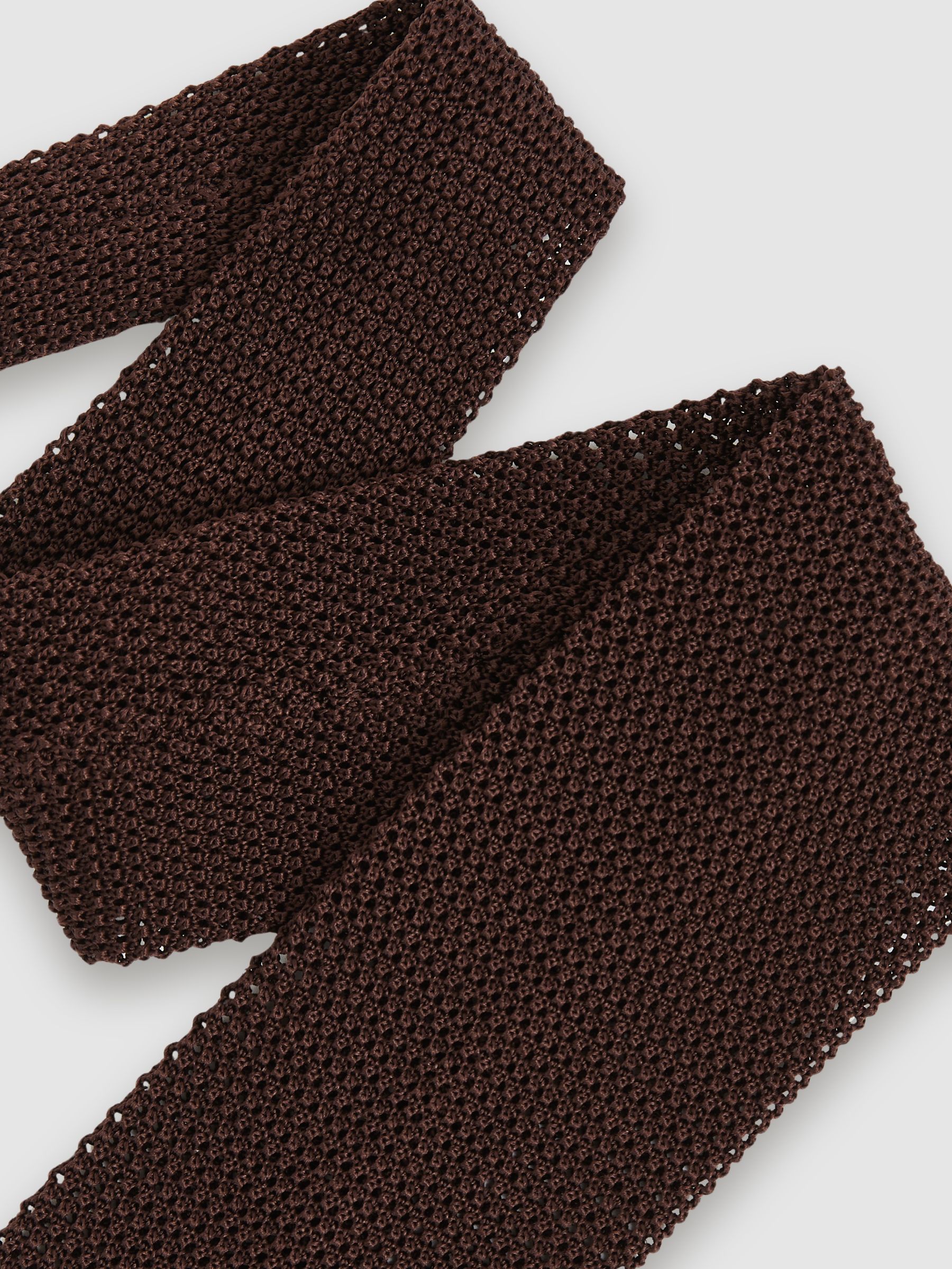 Silk Knitted Tie in Dark Brown - Image 3 of 5