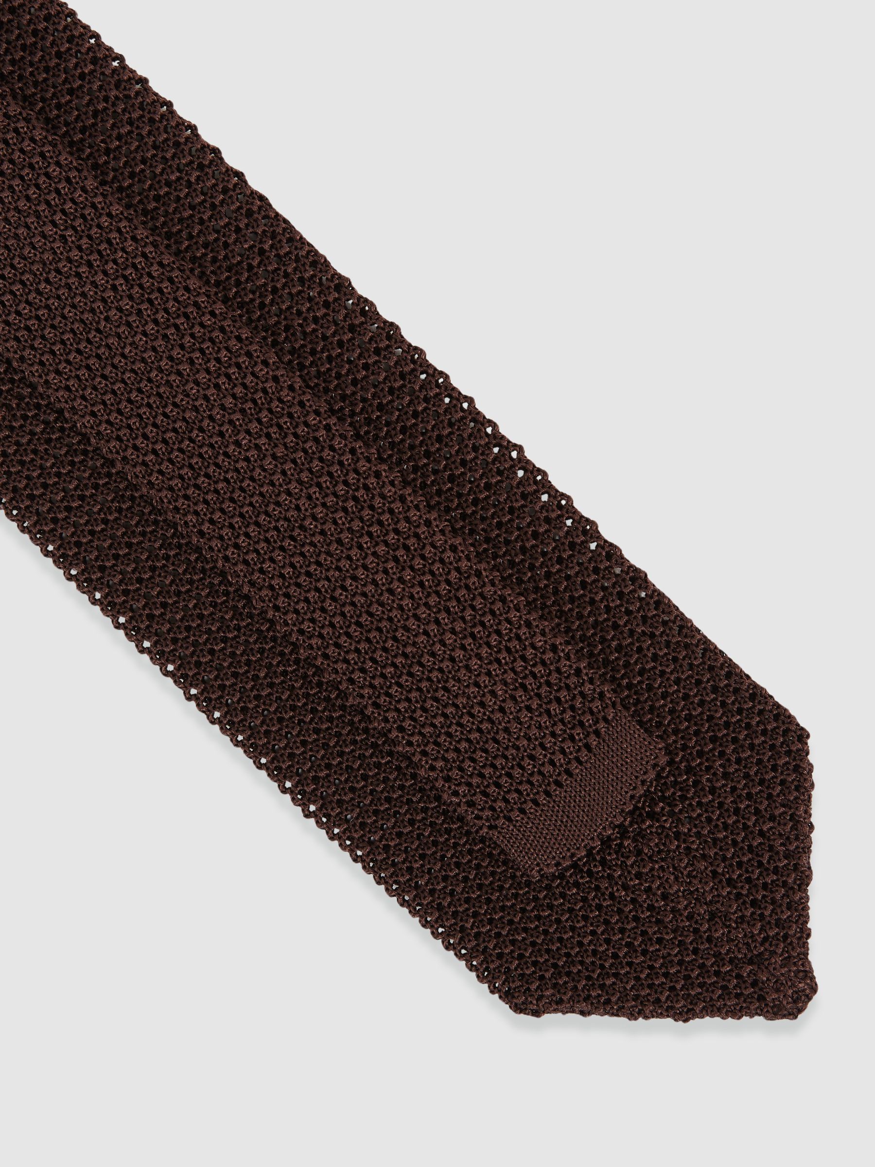 Silk Knitted Tie in Dark Brown - Image 4 of 5