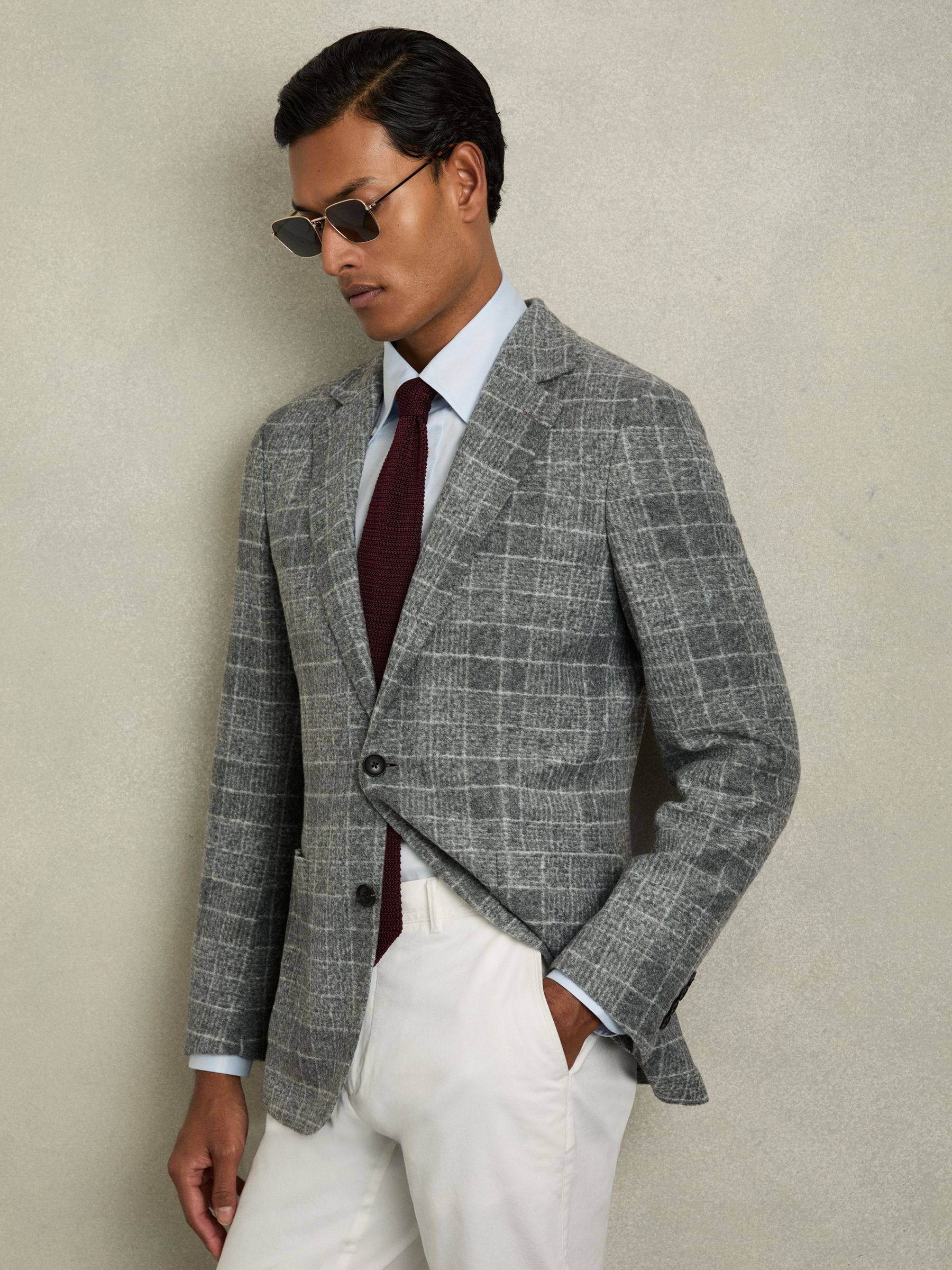 Silk Knitted Tie in Burgundy - Image 2 of 5