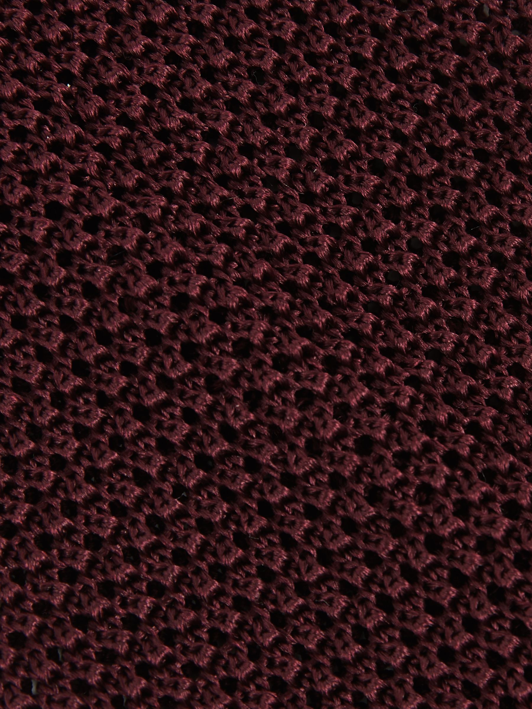 Silk Knitted Tie in Burgundy - Image 5 of 5