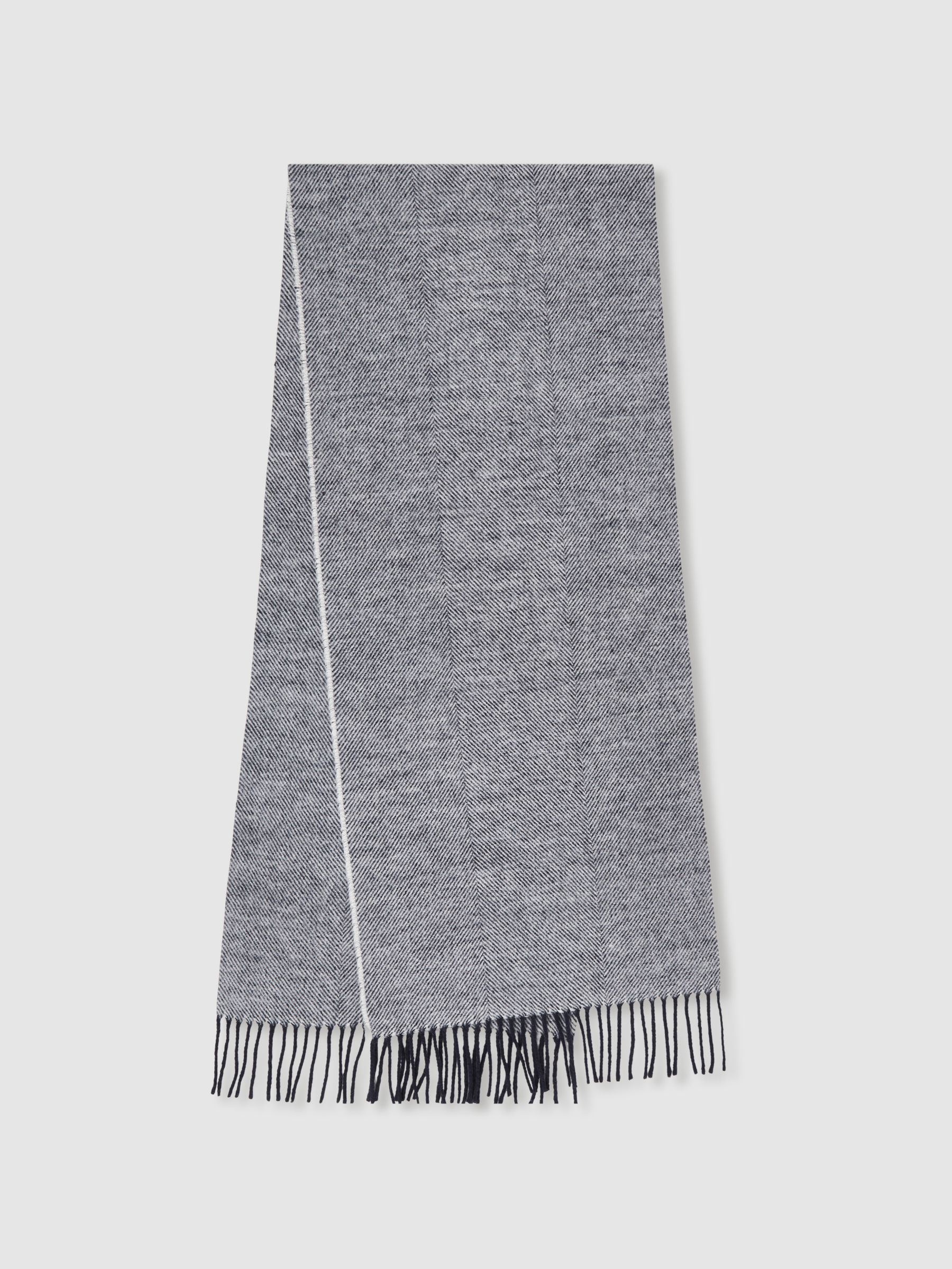 Wool-Blend Herringbone Scarf in Navy/White - Image 1 of 5