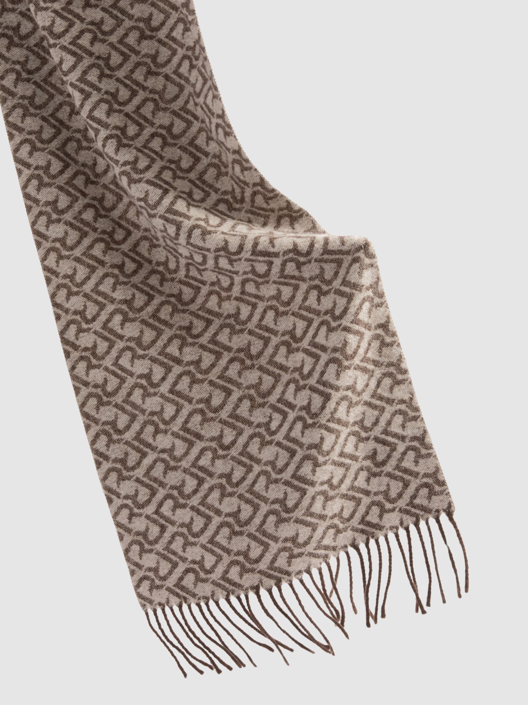 Logo-Jacquard Scarf With Wool in Dark Brown/ Off White - Image 4 of 4