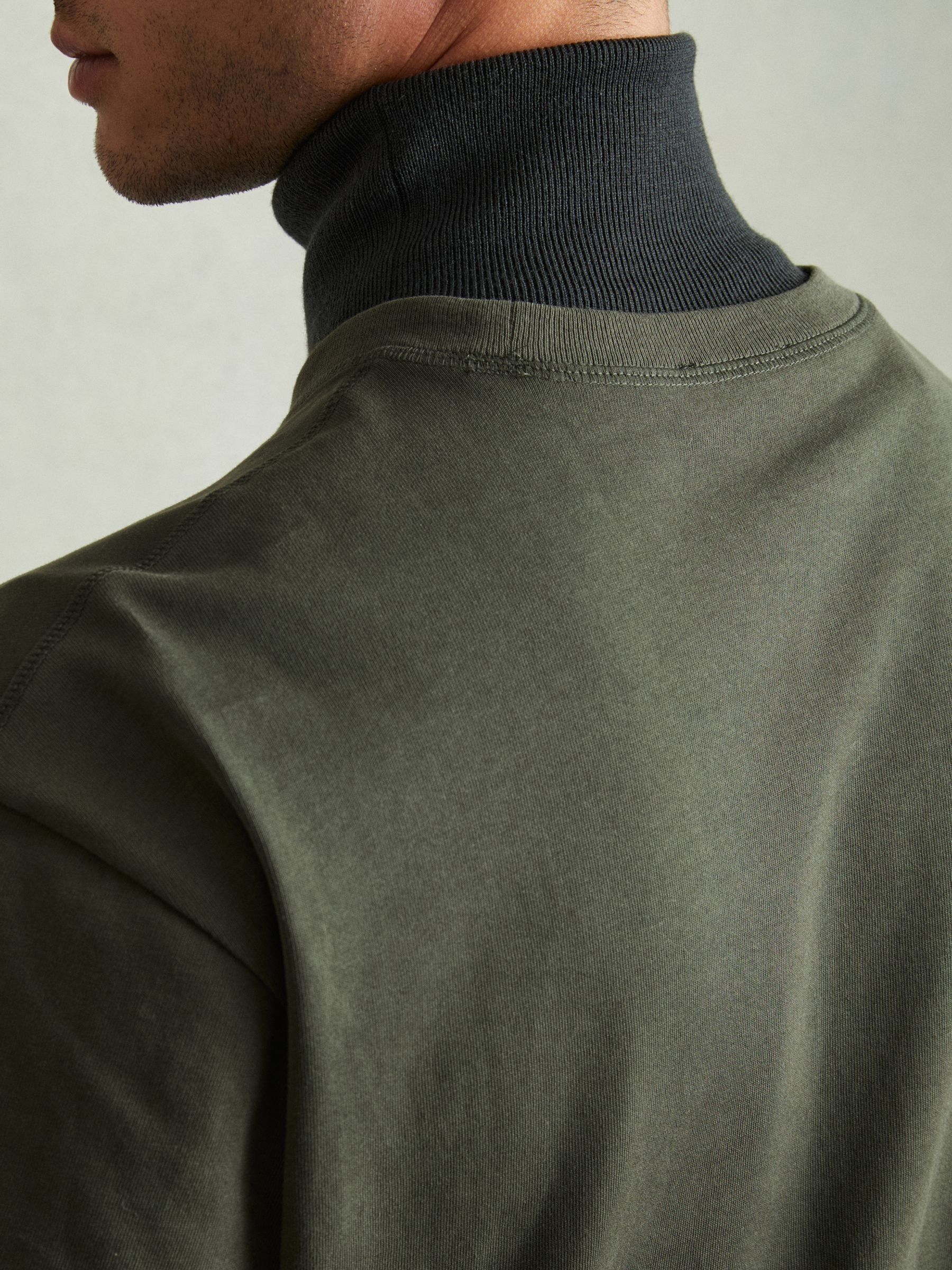 Oversized Garment Dye T-Shirt in Dark Green - Image 4 of 6