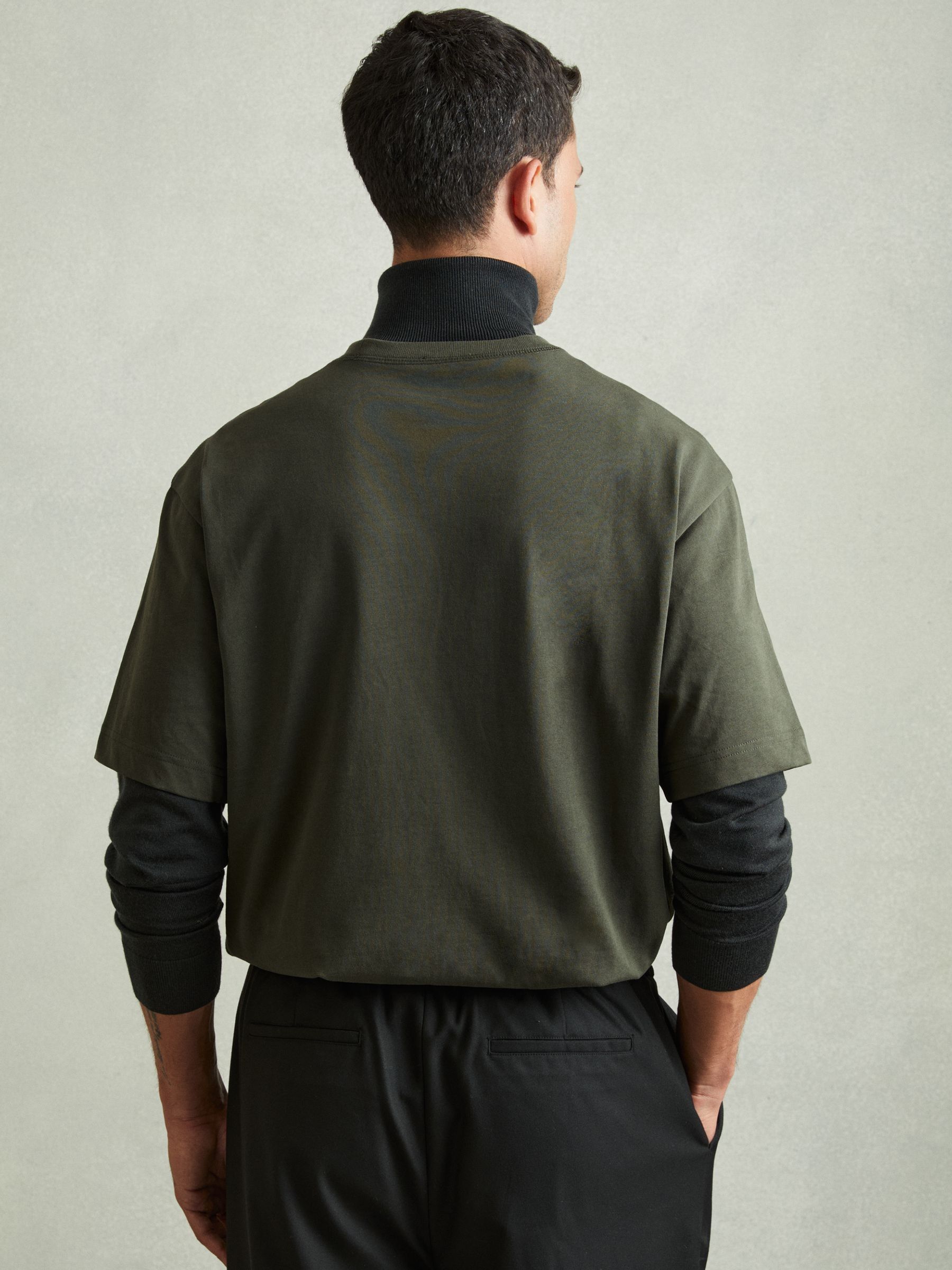 Oversized Garment Dye T-Shirt in Dark Green - Image 5 of 6