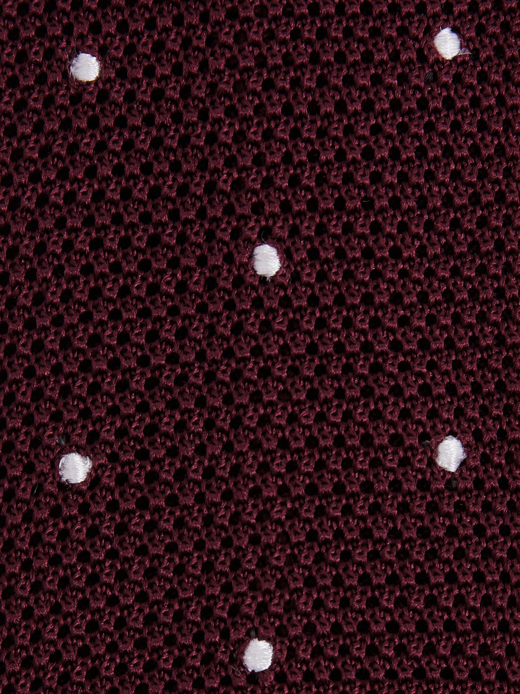 Silk Knitted Pin-Dot Tie in Burgundy - Image 5 of 5