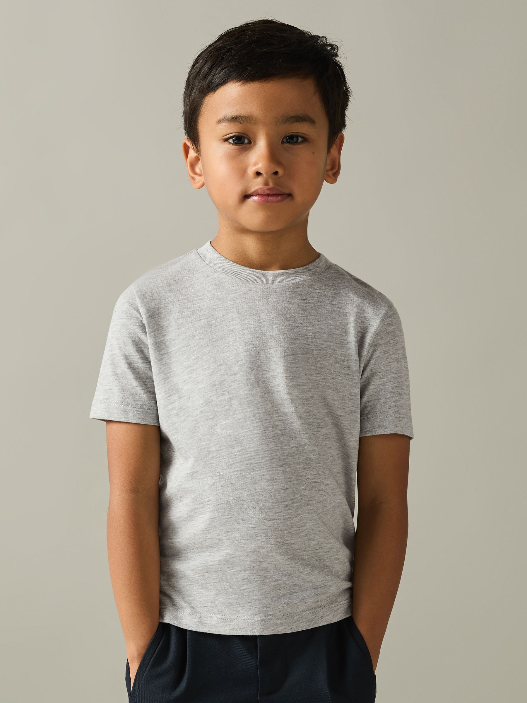 3-9 yrs Crew Neck T-Shirt in Grey - Image 3 of 4