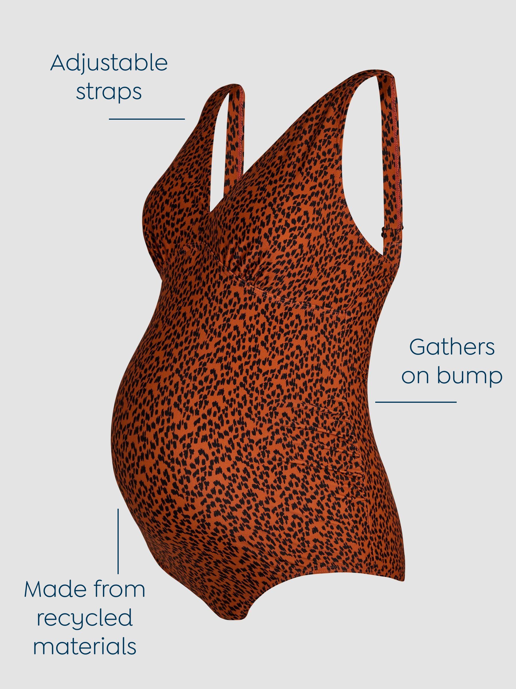 Rust Maternity Animal Print V-Neck Swimsuit - Image 3 of 4