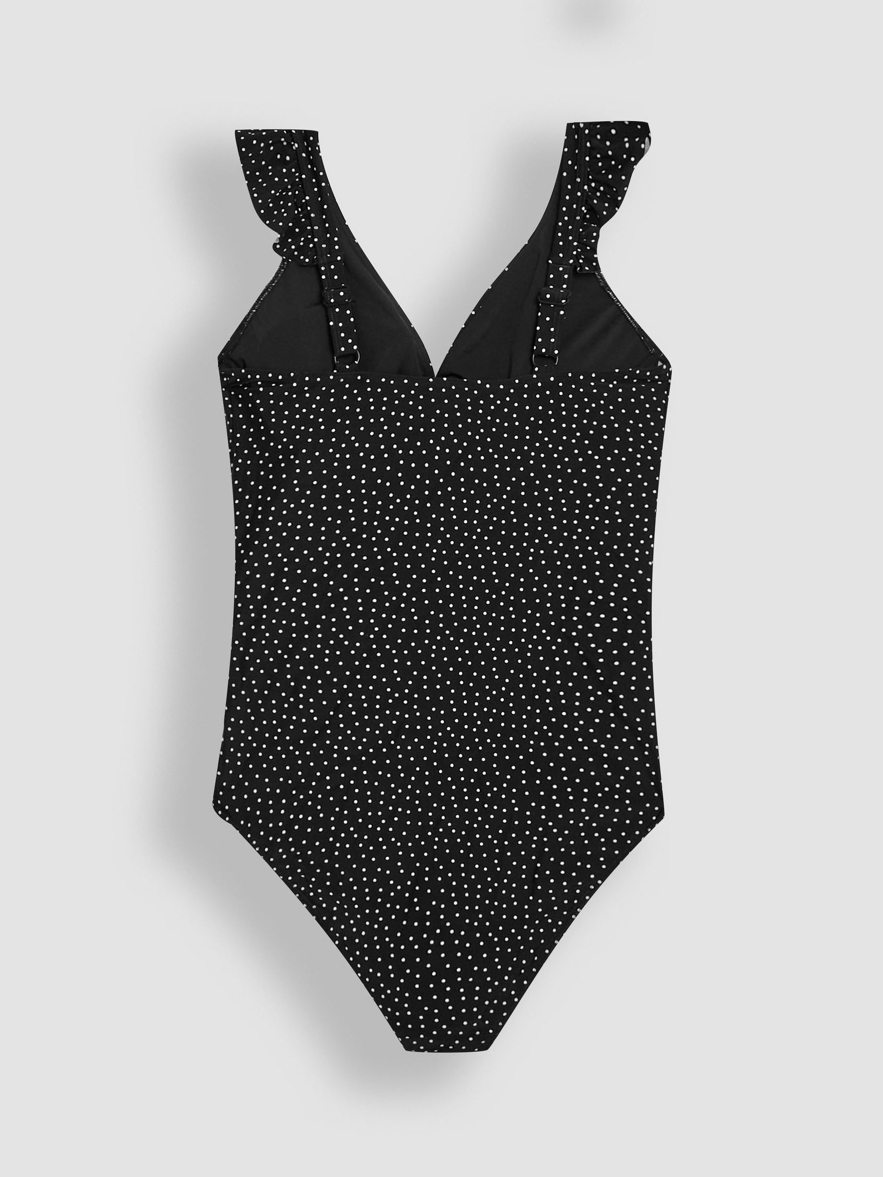 Black Maternity Spot Frill Sleeve V-Neck Swimsuit - Image 9 of 9