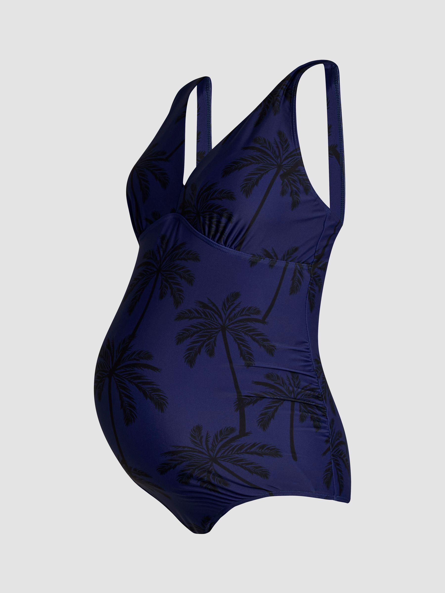 Navy Maternity Palm Tree V-Neck Swimsuit - Image 7 of 8