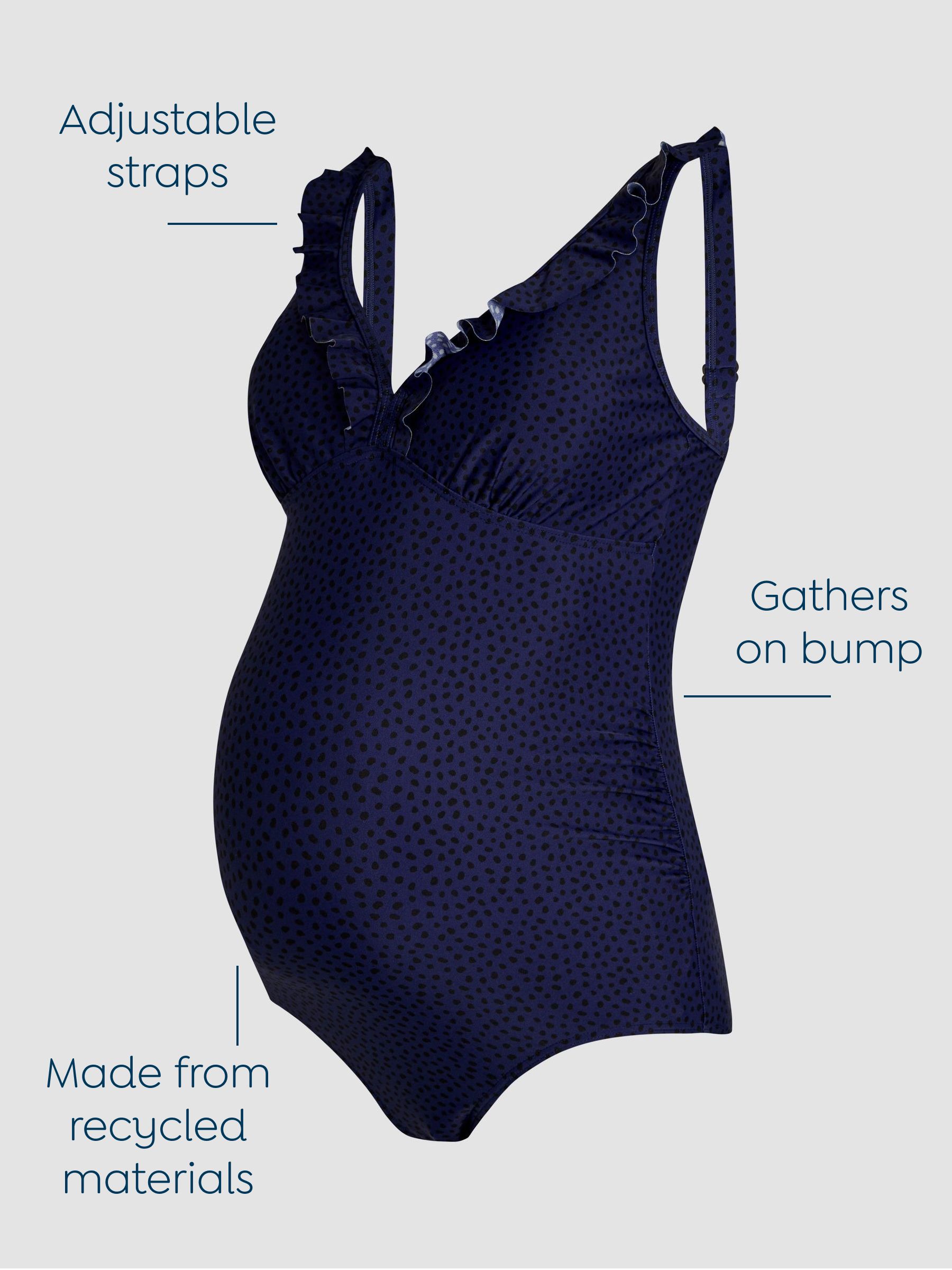 Navy Maternity Spot Frill Swimsuit - Image 3 of 8