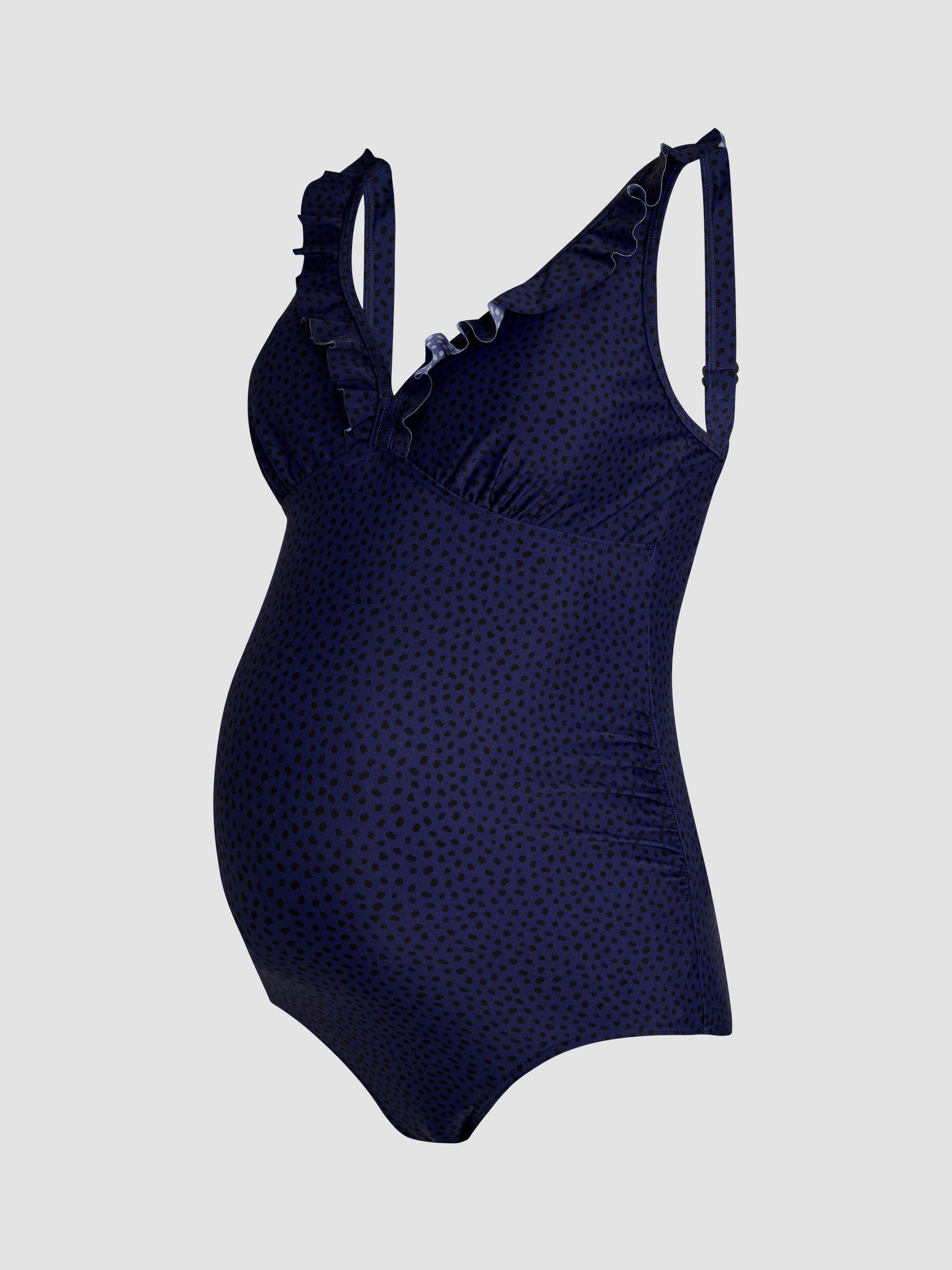 Navy Maternity Spot Frill Swimsuit - Image 7 of 8