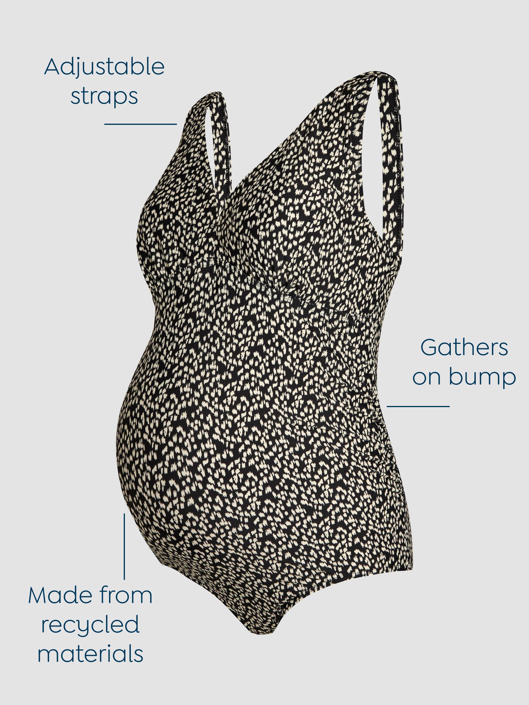 Black Maternity Animal Print V-Neck Swimsuit - Image 3 of 8