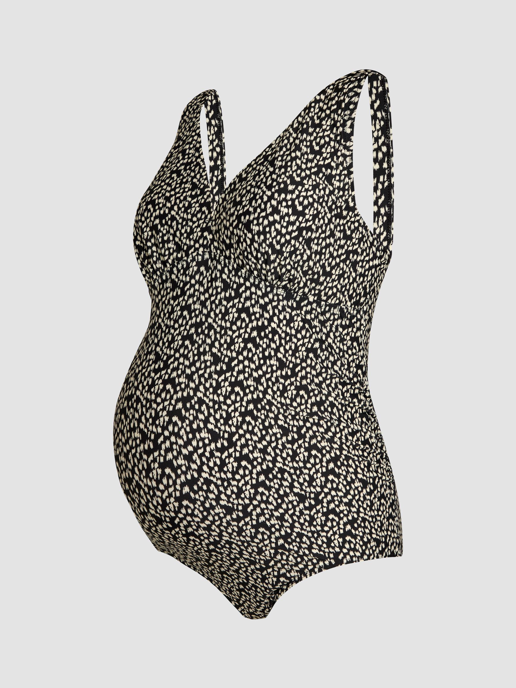 Black Maternity Animal Print V-Neck Swimsuit - Image 7 of 8