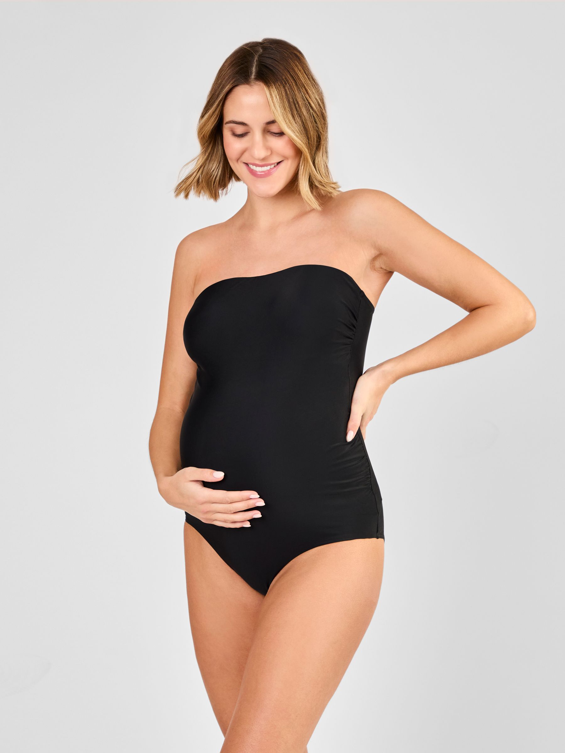 Black Maternity Bandeau Swimsuit | JoJo Maman Bb USA Black Maternity Bandeau Swimsuit | JoJo Maman Bb USA