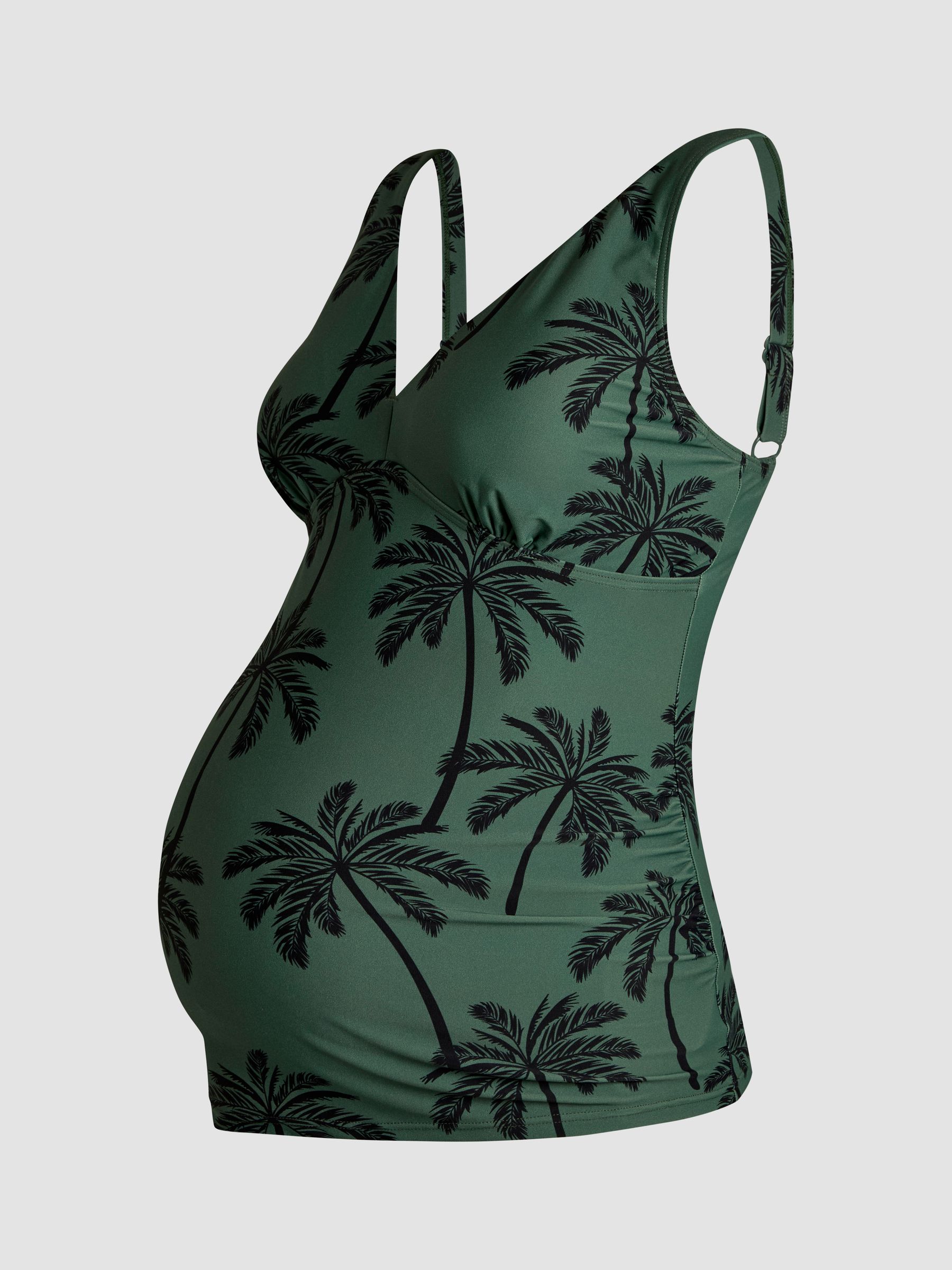 Khaki Maternity Palm Print Tankini Set - Image 10 of 11