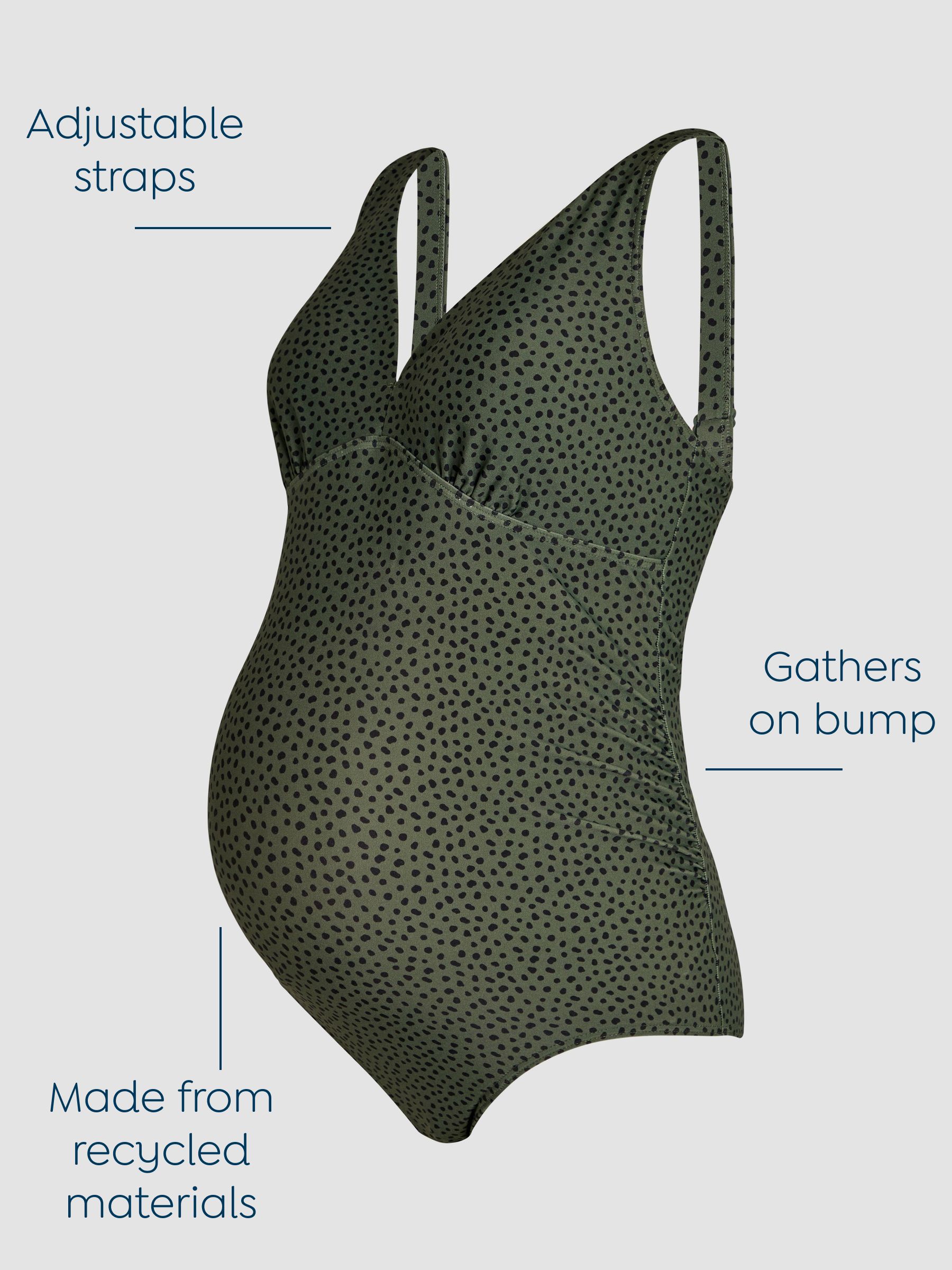 Khaki Maternity Spot V-Neck Swimsuit - Image 3 of 6