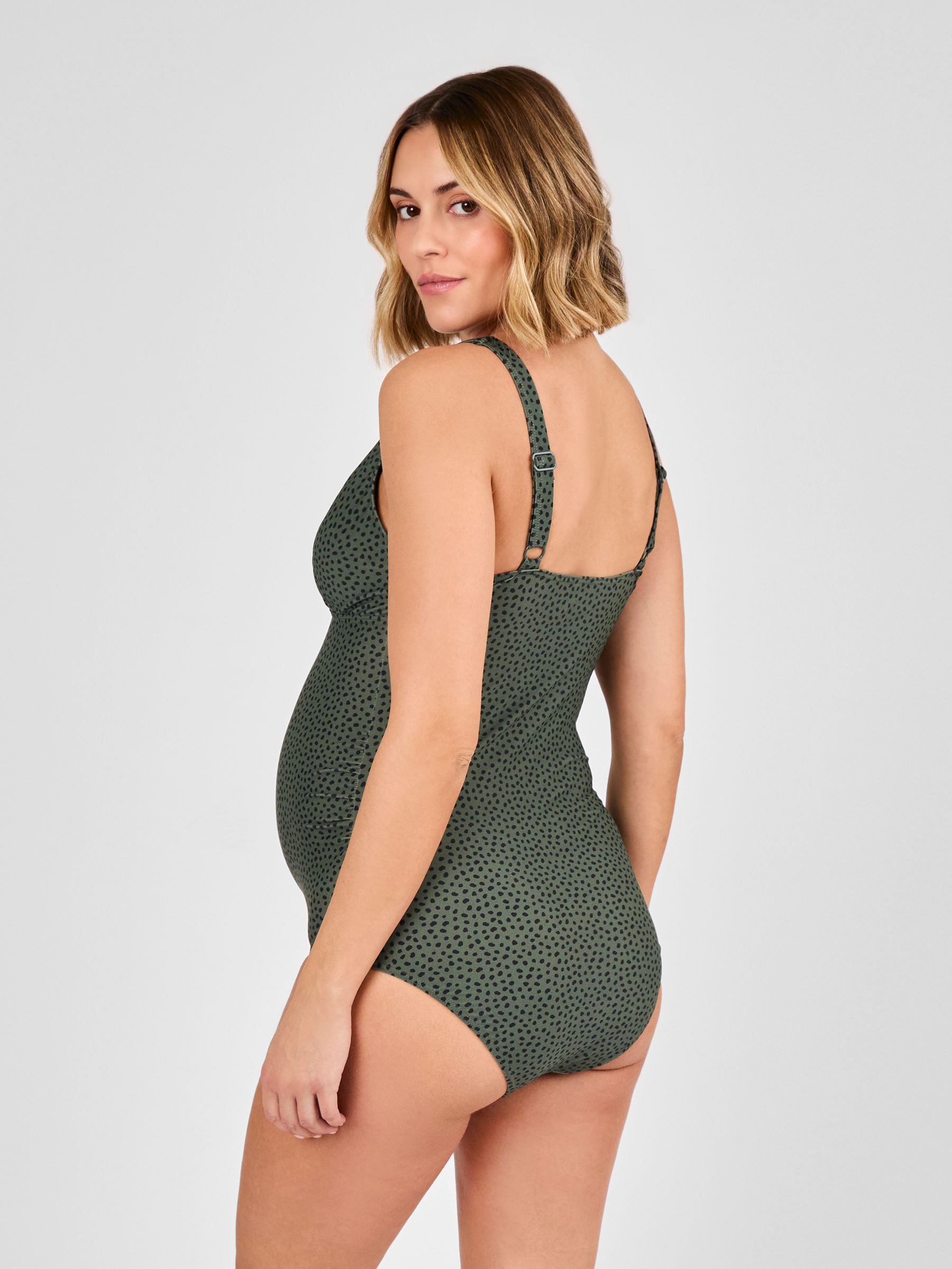 Khaki Maternity Spot V-Neck Swimsuit - Image 6 of 6