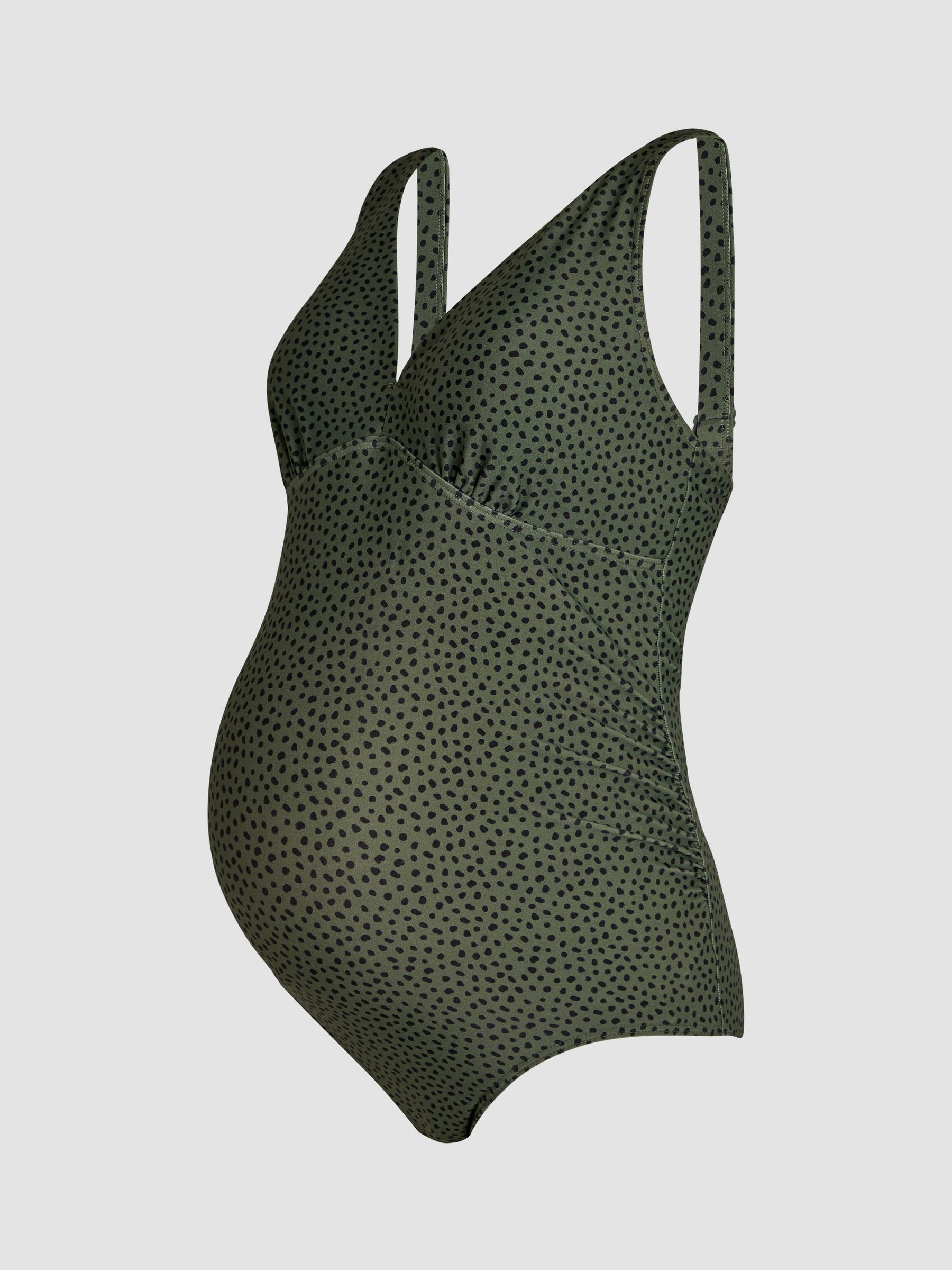 Khaki Maternity Spot V-Neck Swimsuit - Image 9 of 10
