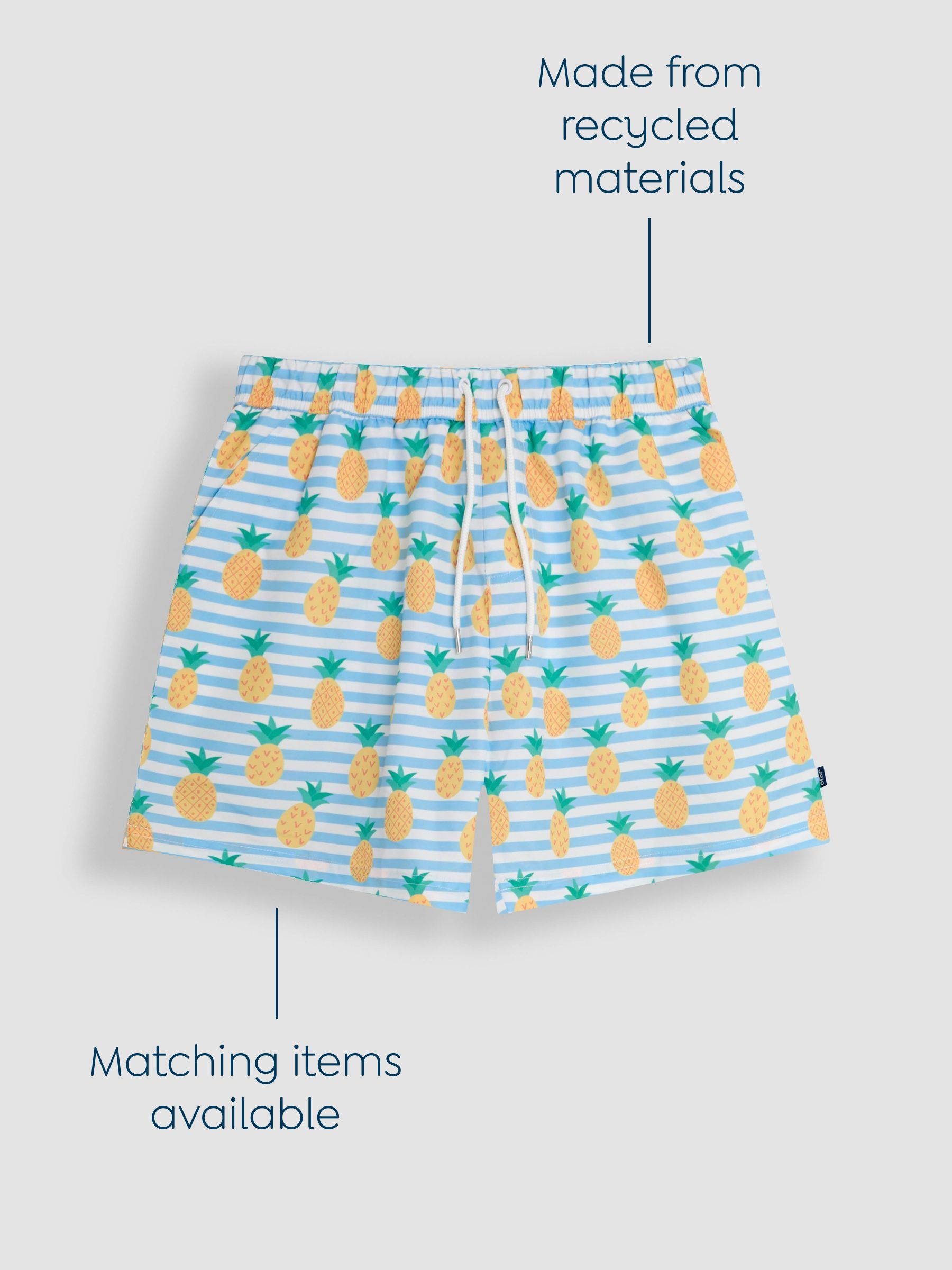 Blue Mens Pineapple Printed Swim Shorts - Image 3 of 5