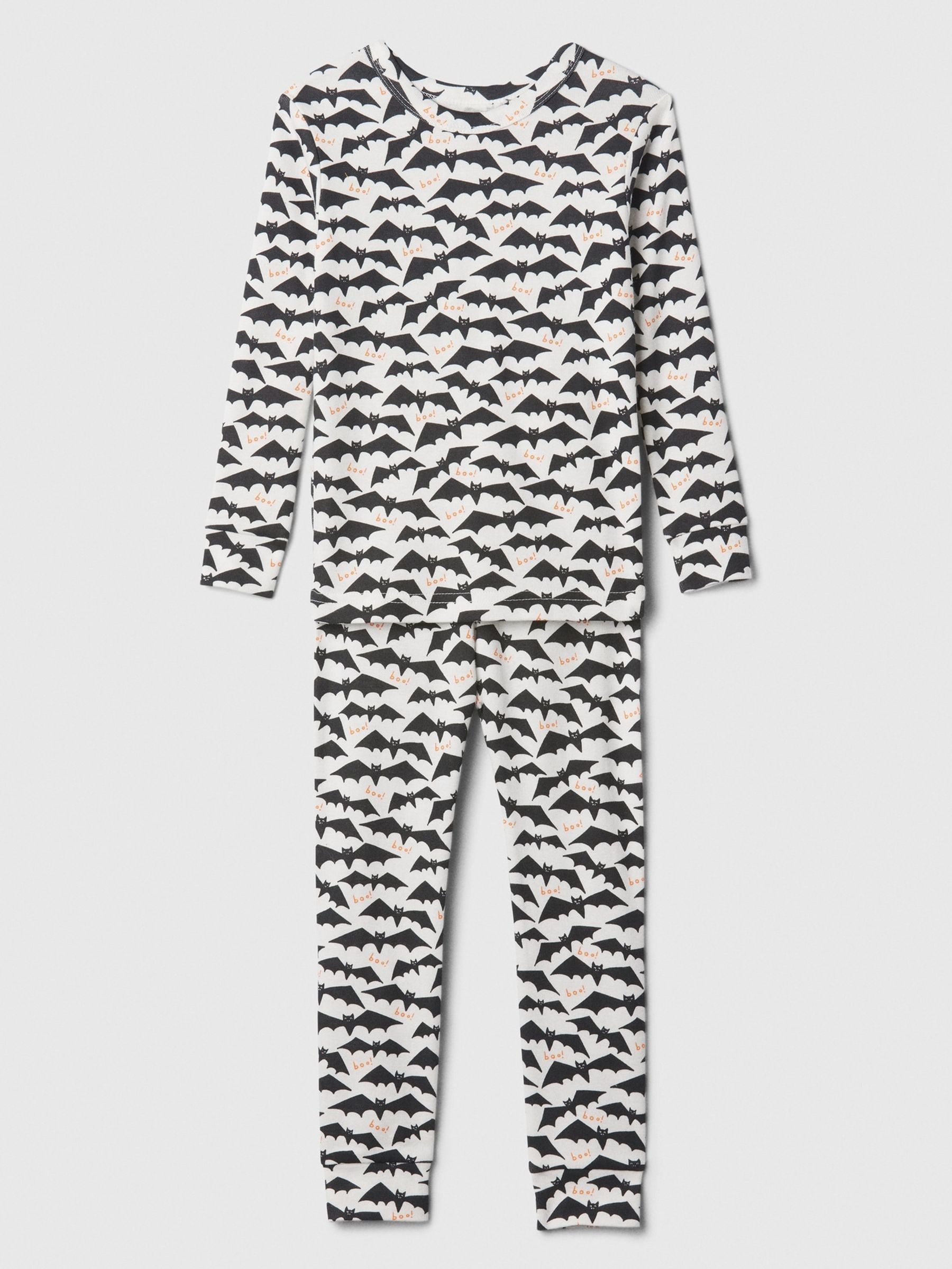 Black/White Bats Halloween Long Sleeve Pyjama Set (6mths-5yrs) - Image 1 of 3
