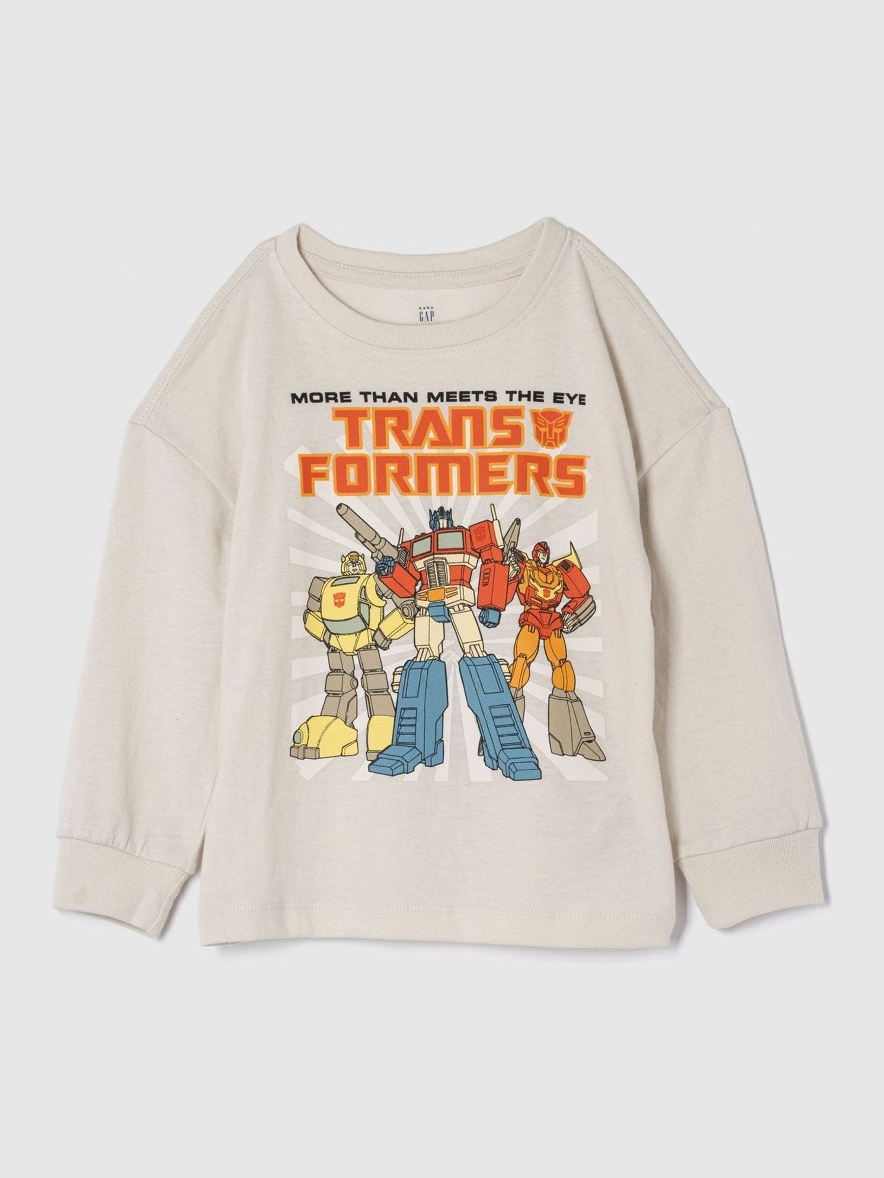 Beige Transformers Graphic Long Sleeve Crew Neck T-Shirt (6mths-5yrs) - Image 1 of 2