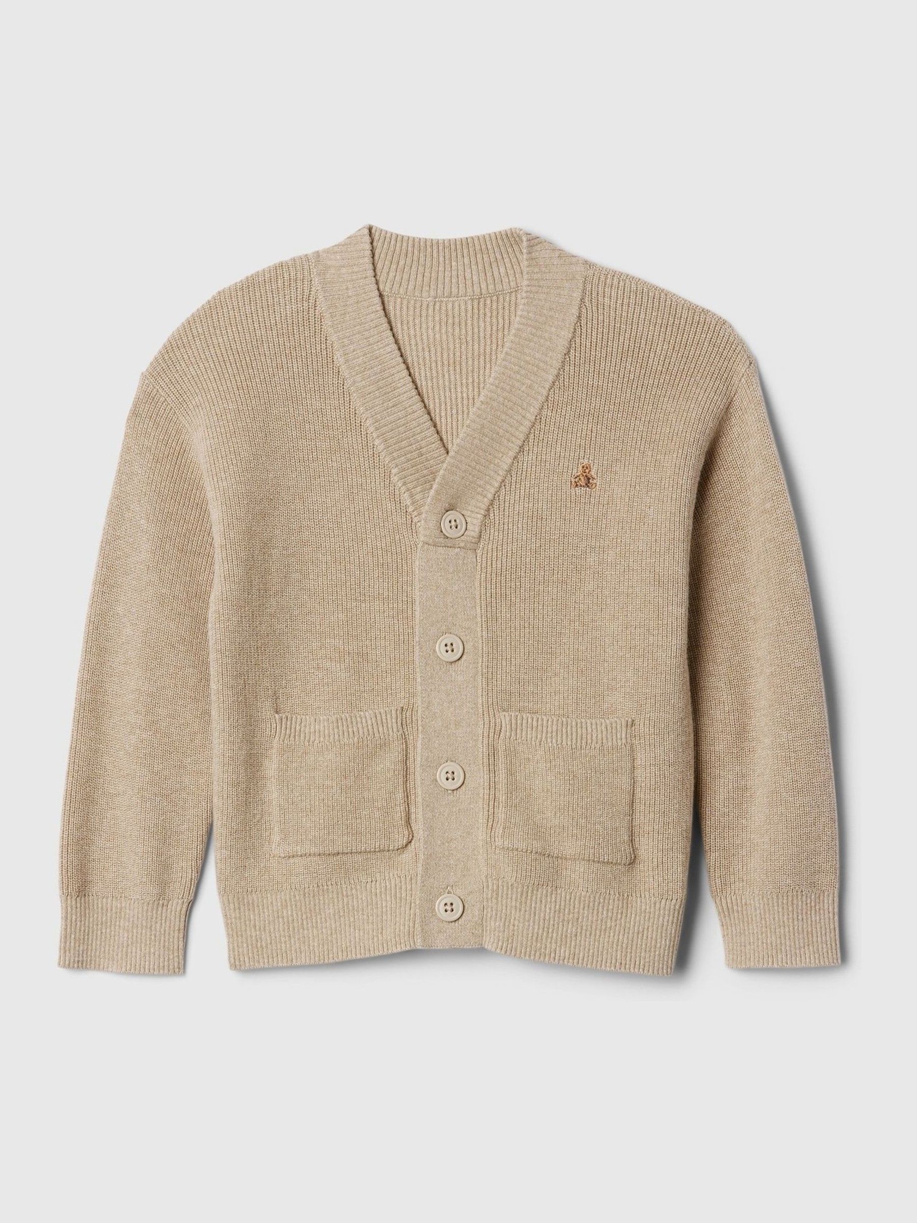 Beige Brannan Bear Shaker Stitch Pocket Cardigan (6mths-5yrs) - Image 1 of 2