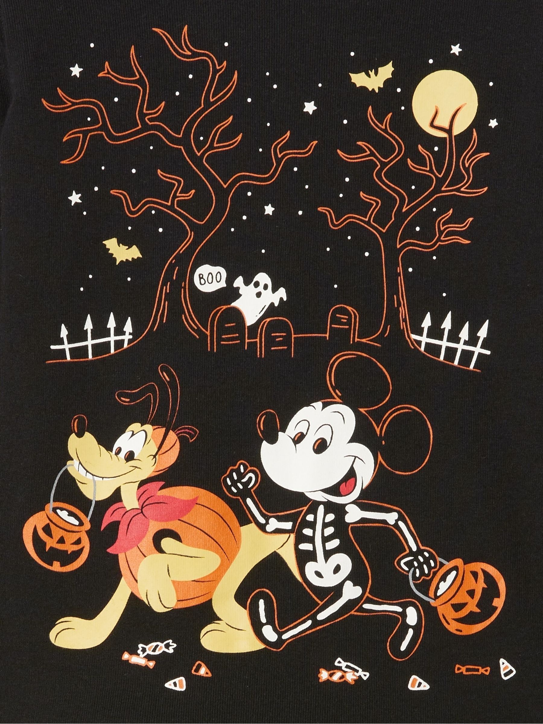 Black Disney Mickey Mouse Halloween Pumpkin Long Sleeve Pyjama Set (12mths-5yrs) - Image 3 of 3